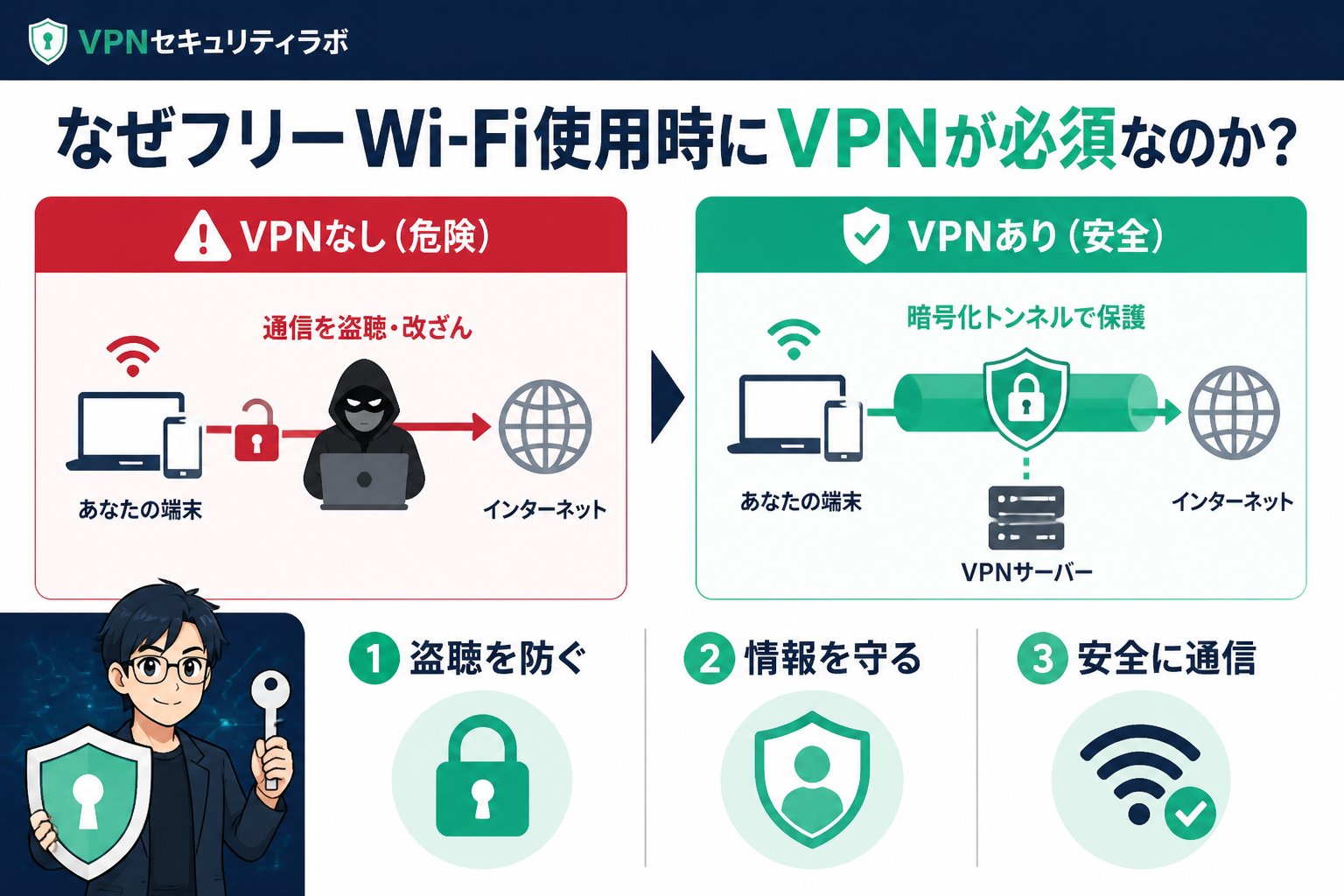 フリーWi-Fi なぜフリーWi-Fi使用時にVPNが必須なのか?