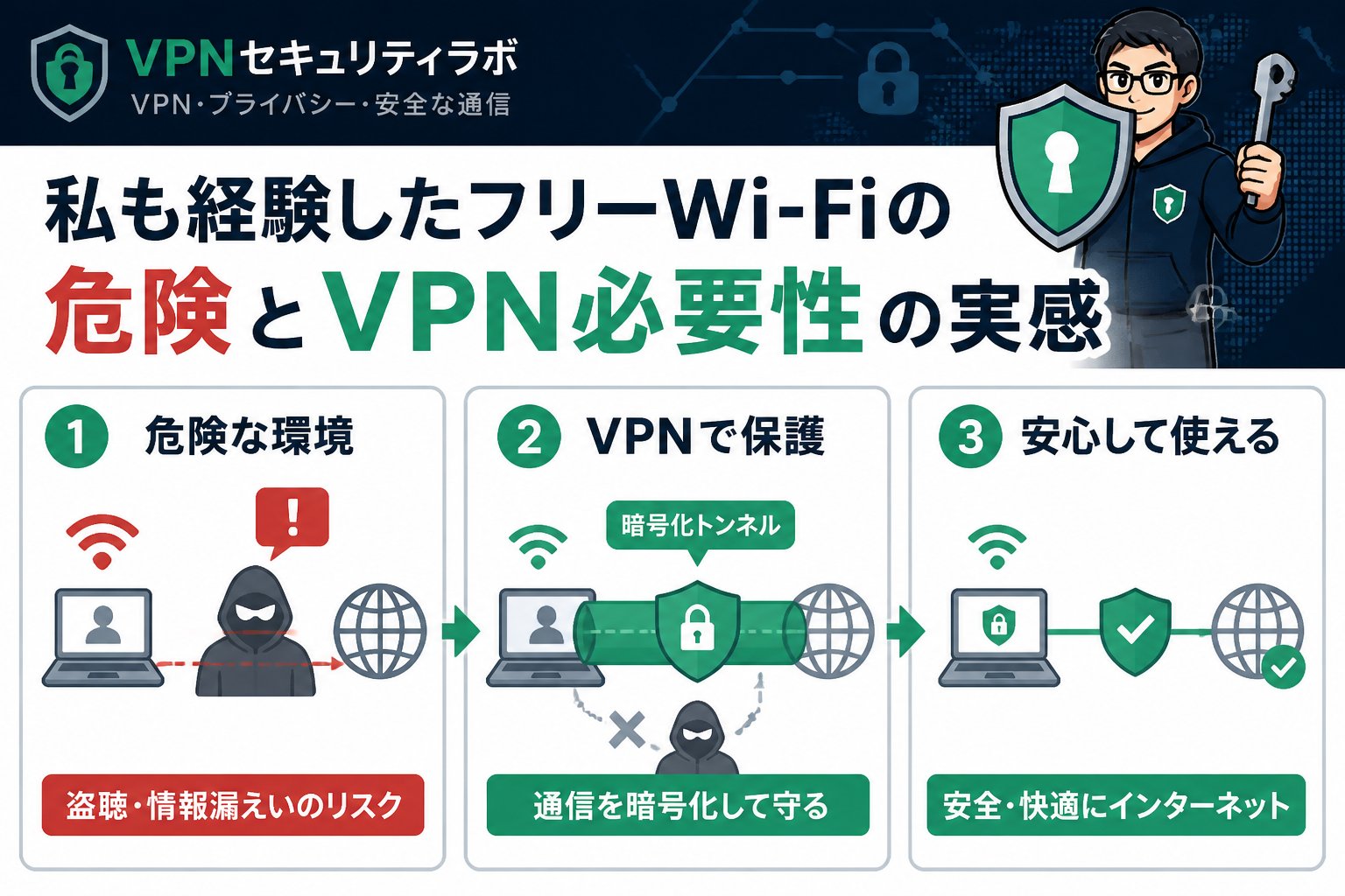 フリーWi-Fi 私も経験したフリーWi-Fiの危険とVPN必要性の実感