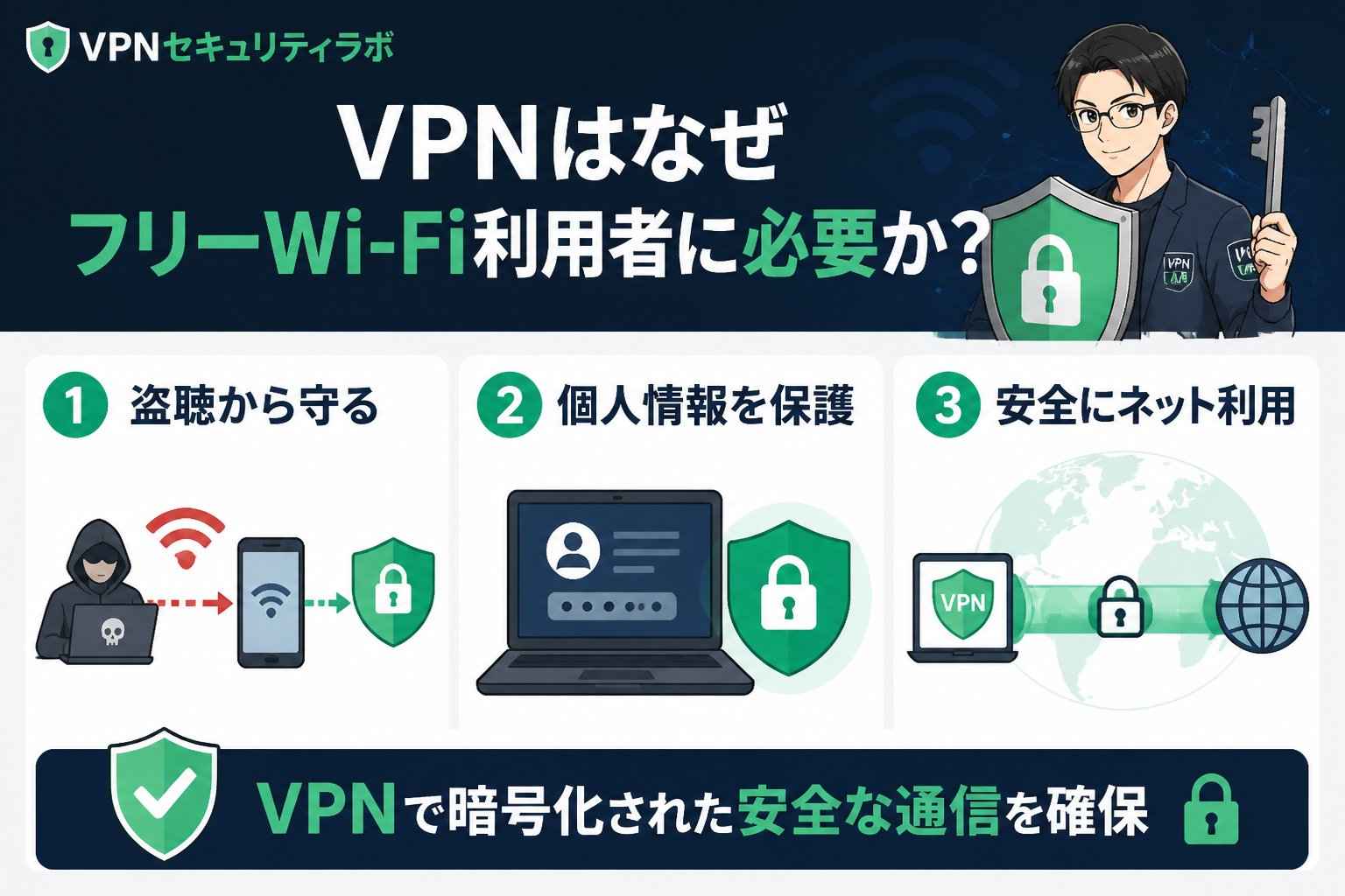 フリーWi-Fi VPNはなぜフリーWi-Fi利用者に必要か?