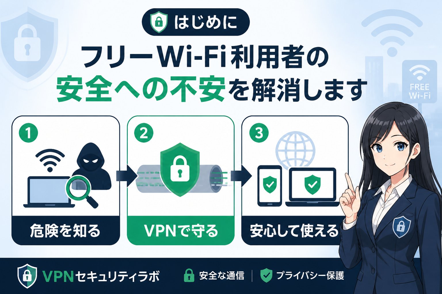 フリーWi-Fi はじめに:フリーWi-Fi利用者の安全への不安を解消します