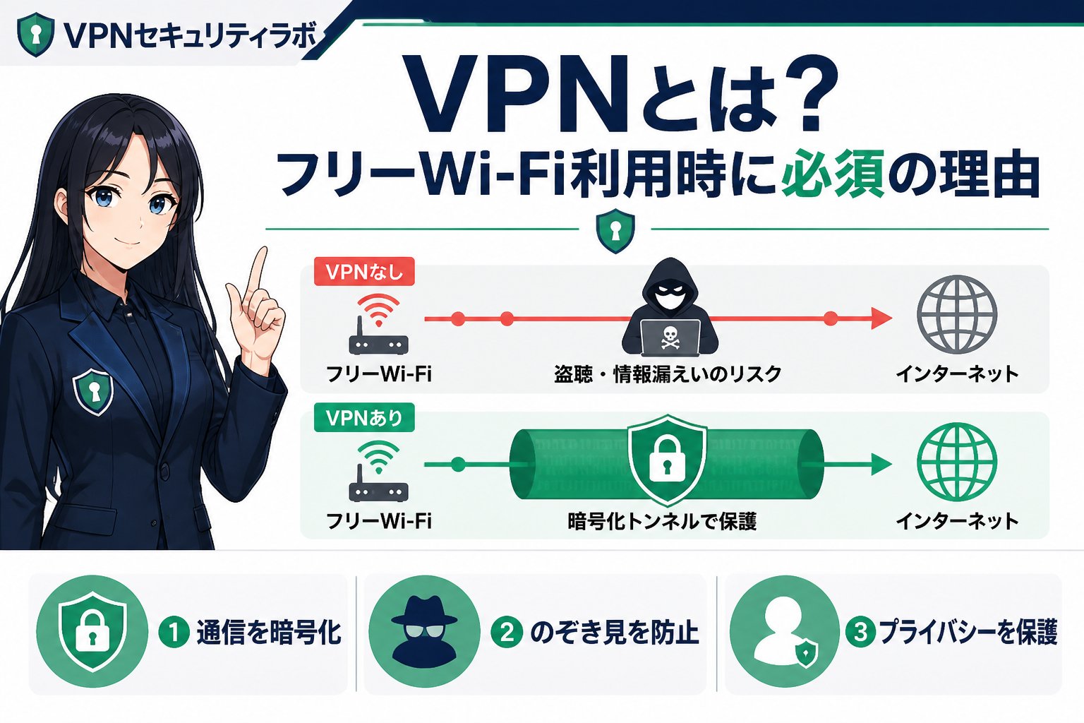 フリーWi-Fi VPNとは?フリーWi-Fi利用時に必須の理由