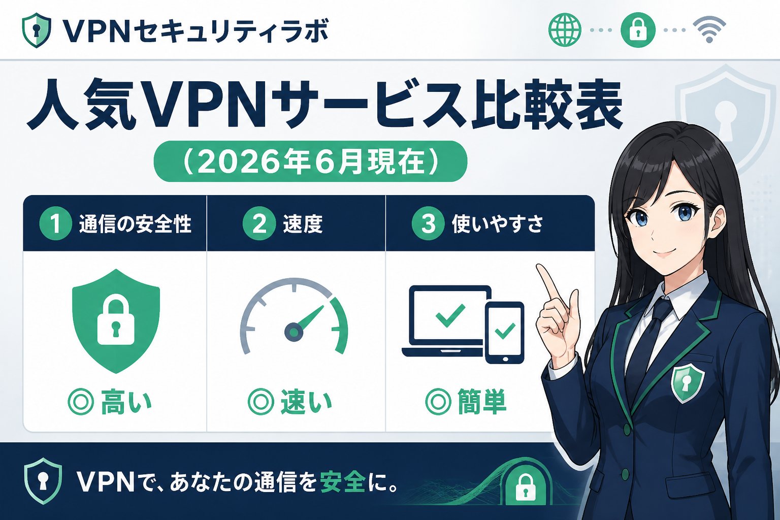 セキュリティ 人気VPNサービス比較表(2026年6月現在)