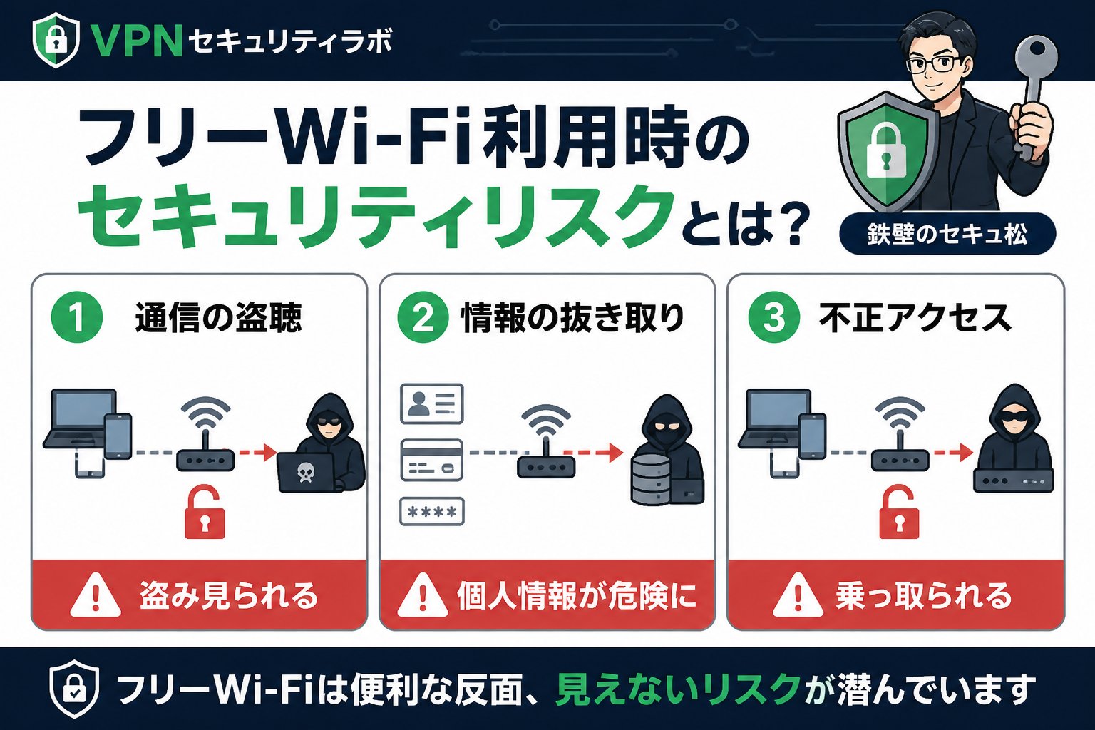 フリーWi-Fi フリーWi-Fi利用時のセキュリティリスクとは?