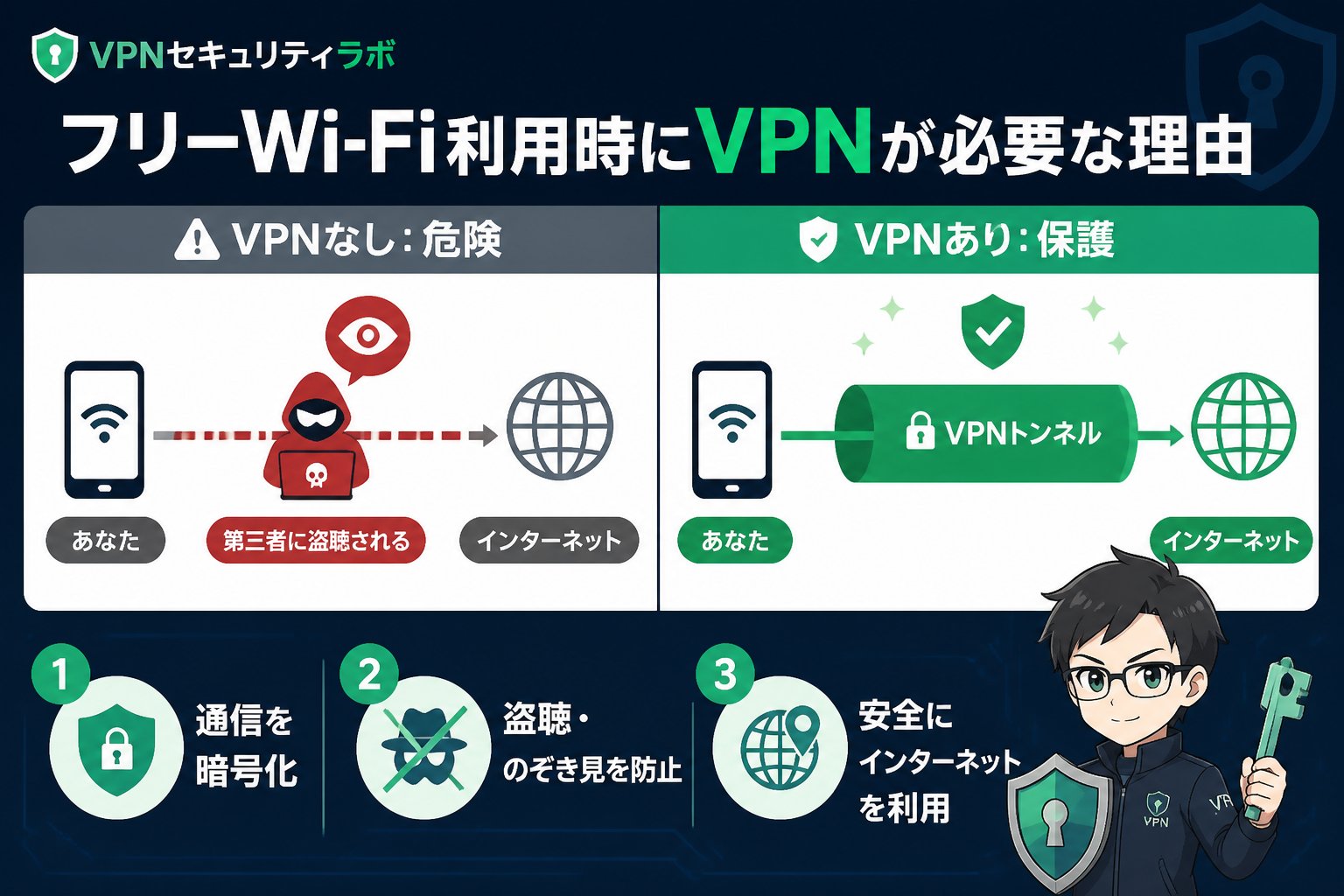 フリーWi-Fi フリーWi-Fi利用時にVPNが必要な理由