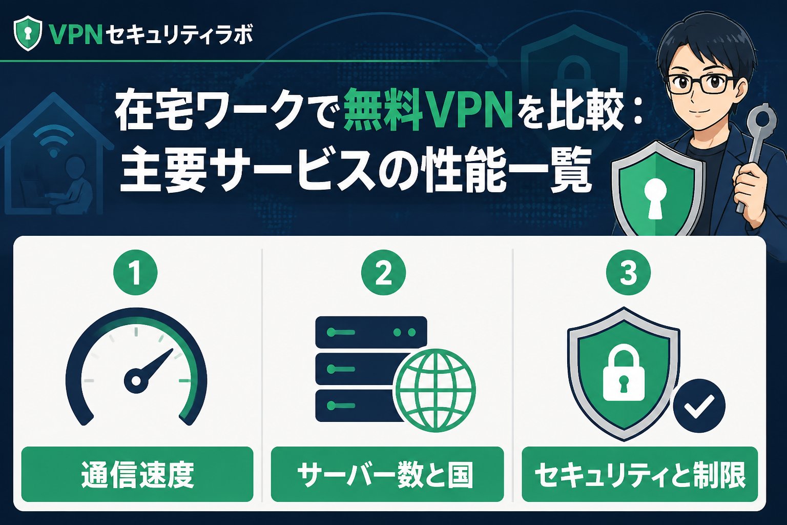 VPN比較 在宅ワークで無料VPNを比較:主要サービスの性能一覧