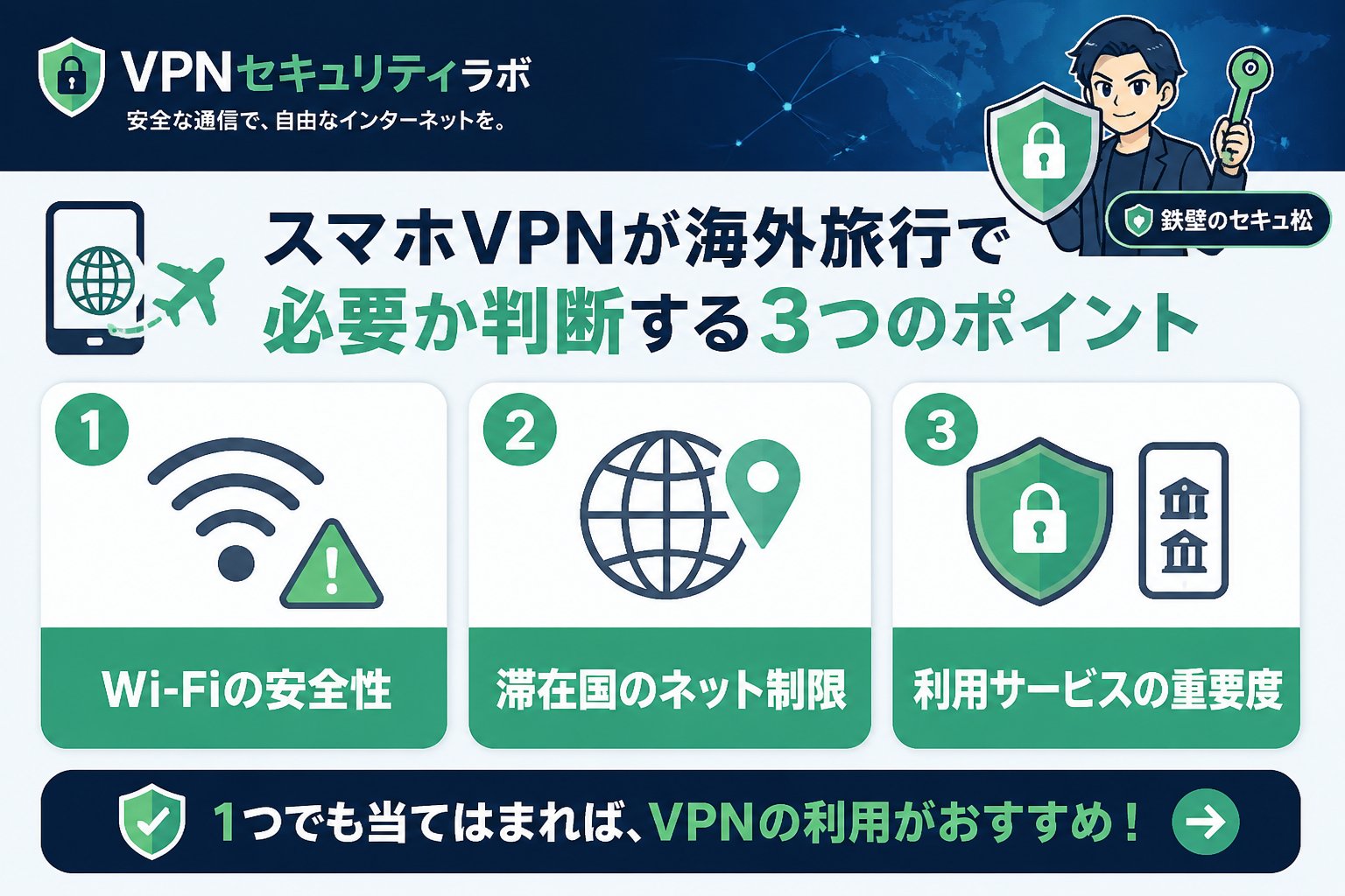 VPN比較 スマホVPNが海外旅行で必要か判断する3つのポイント