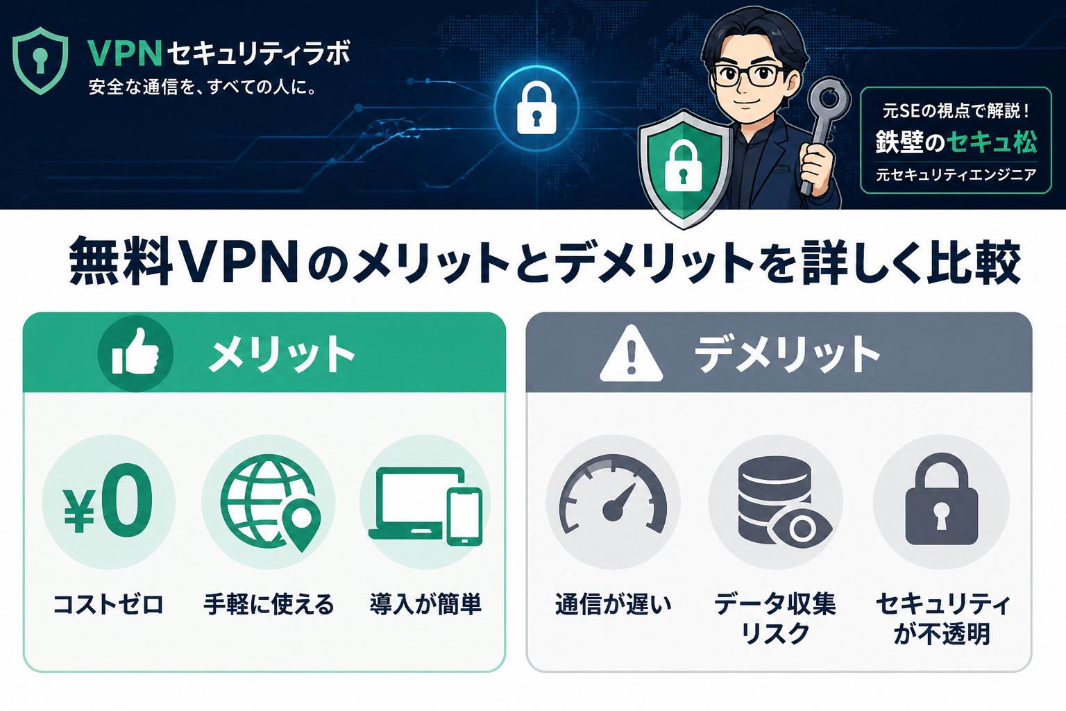 VPN比較 無料VPNのメリットとデメリットを詳しく比較
