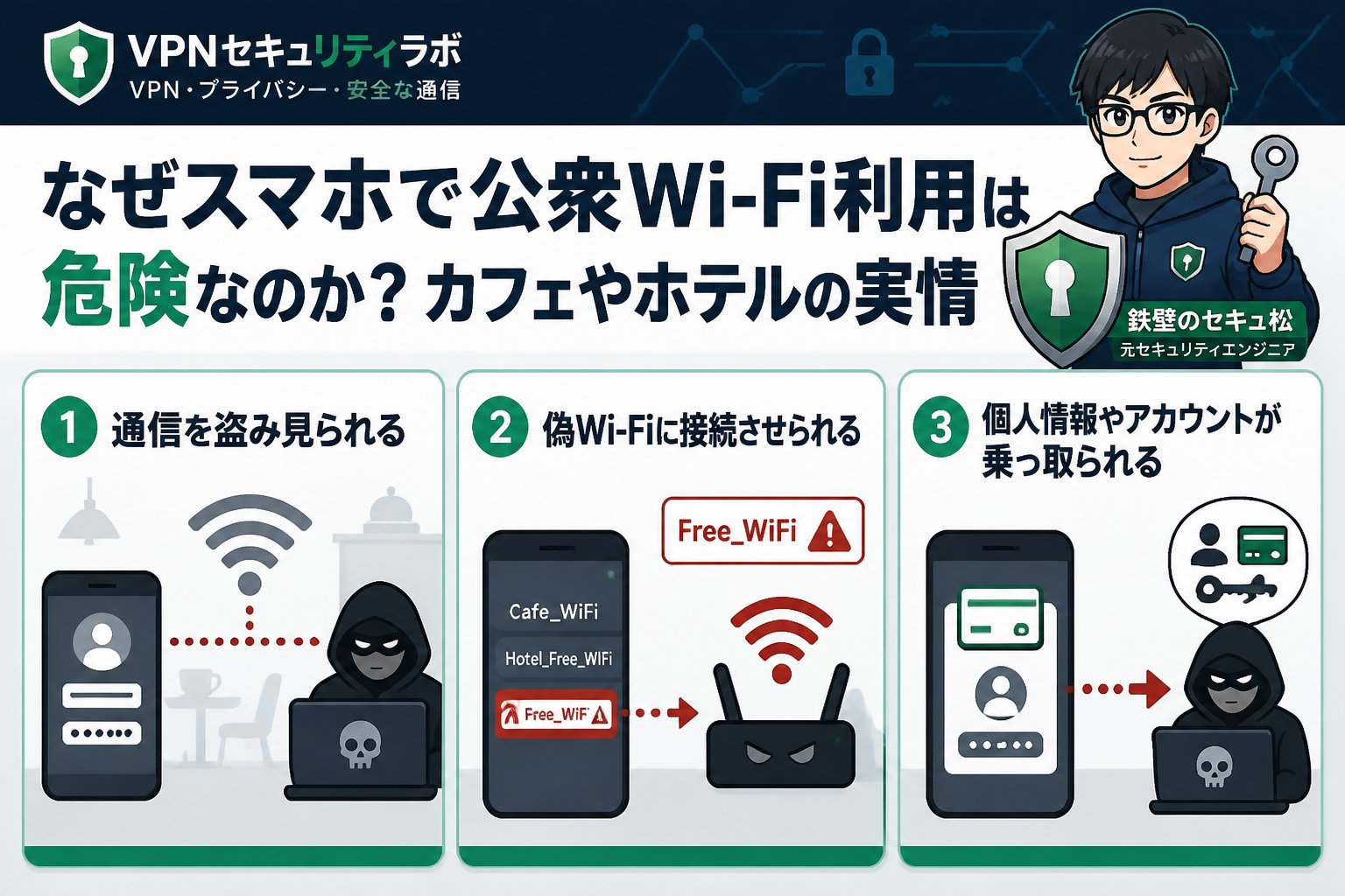 フリーWi-Fi なぜスマホで公衆Wi-Fi利用は危険なのか？カフェやホテルの実情