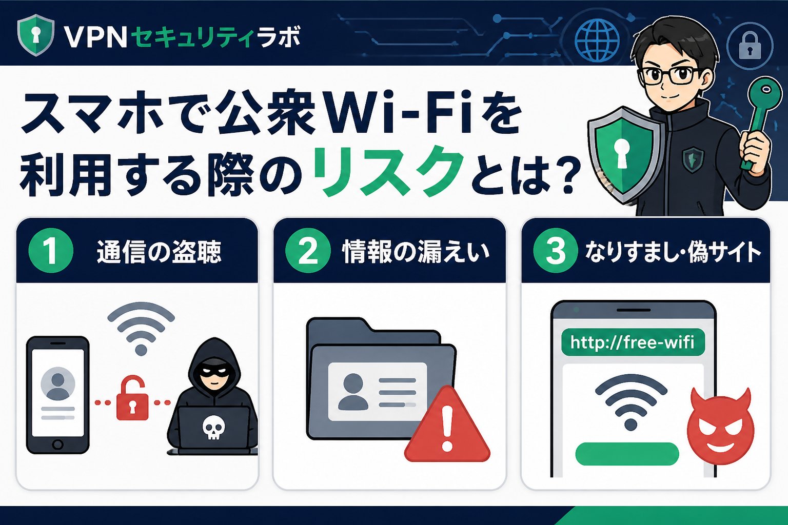フリーWi-Fi スマホで公衆Wi-Fiを利用する際のリスクとは？