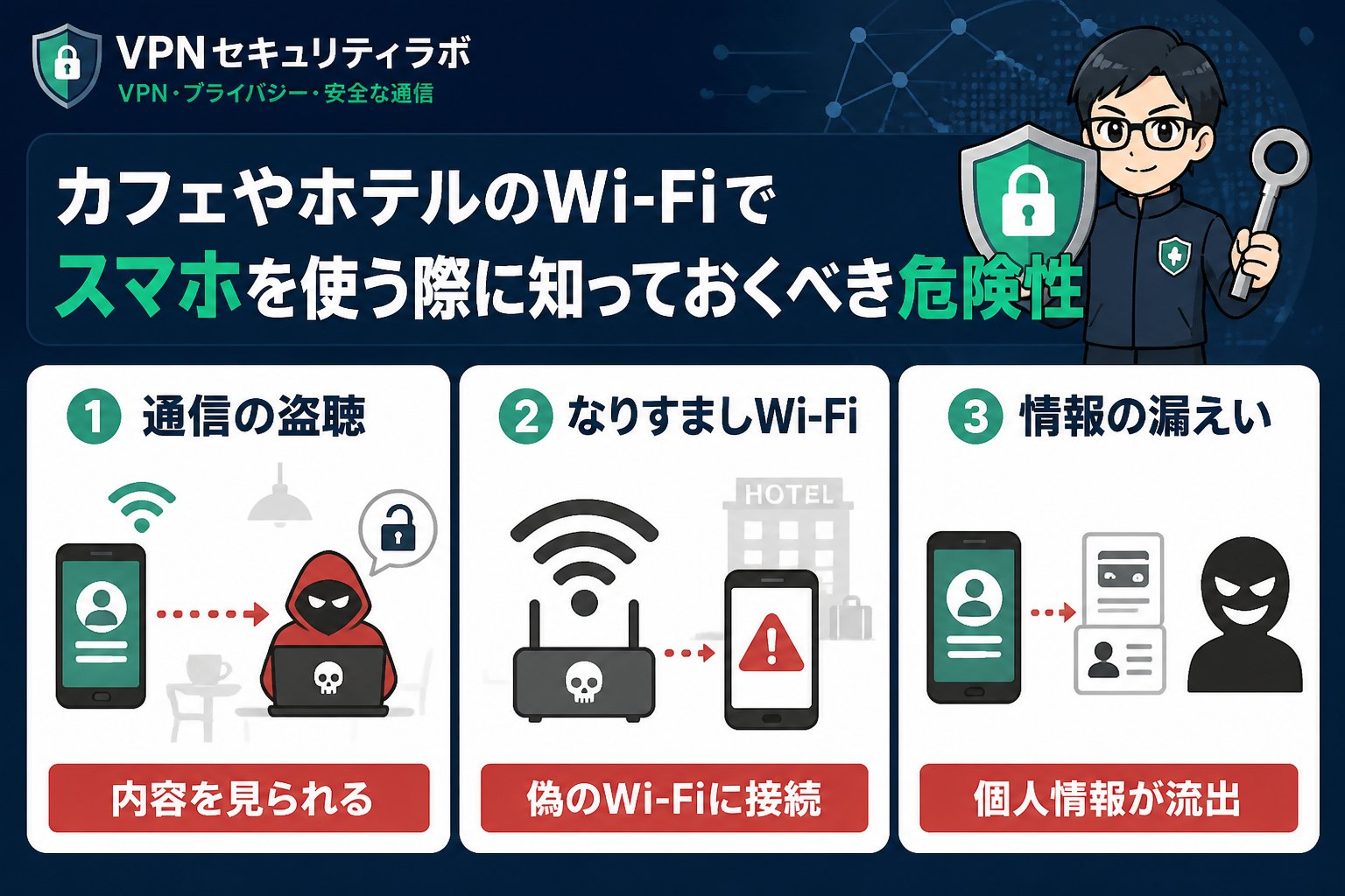 フリーWi-Fi カフェやホテルのWi-Fiでスマホを使う際に知っておくべき危険性