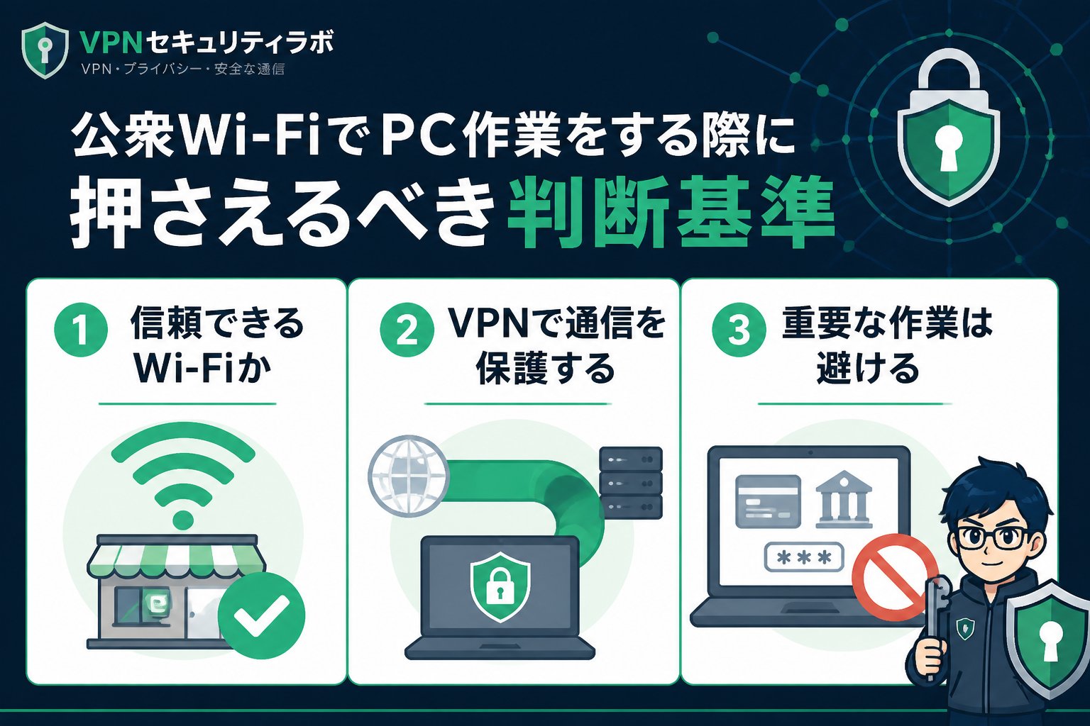 フリーWi-Fi 公衆Wi-FiでPC作業をする際に押さえるべき判断基準