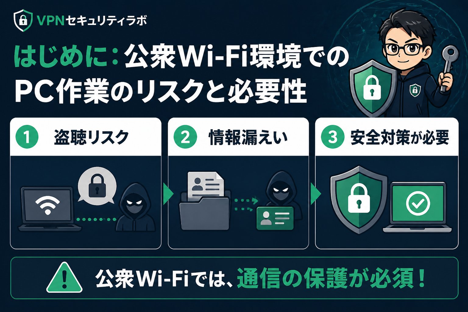 フリーWi-Fi はじめに：公衆Wi-Fi環境でのPC作業のリスクと必要性