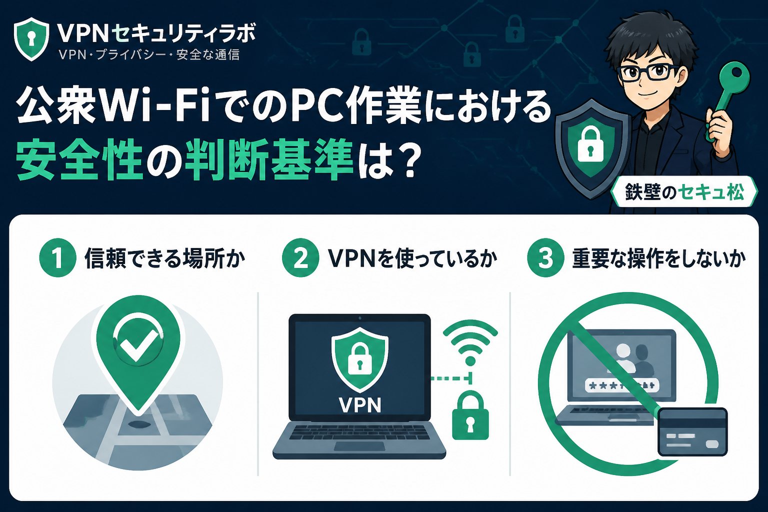 フリーWi-Fi 公衆Wi-FiでのPC作業における安全性の判断基準は？