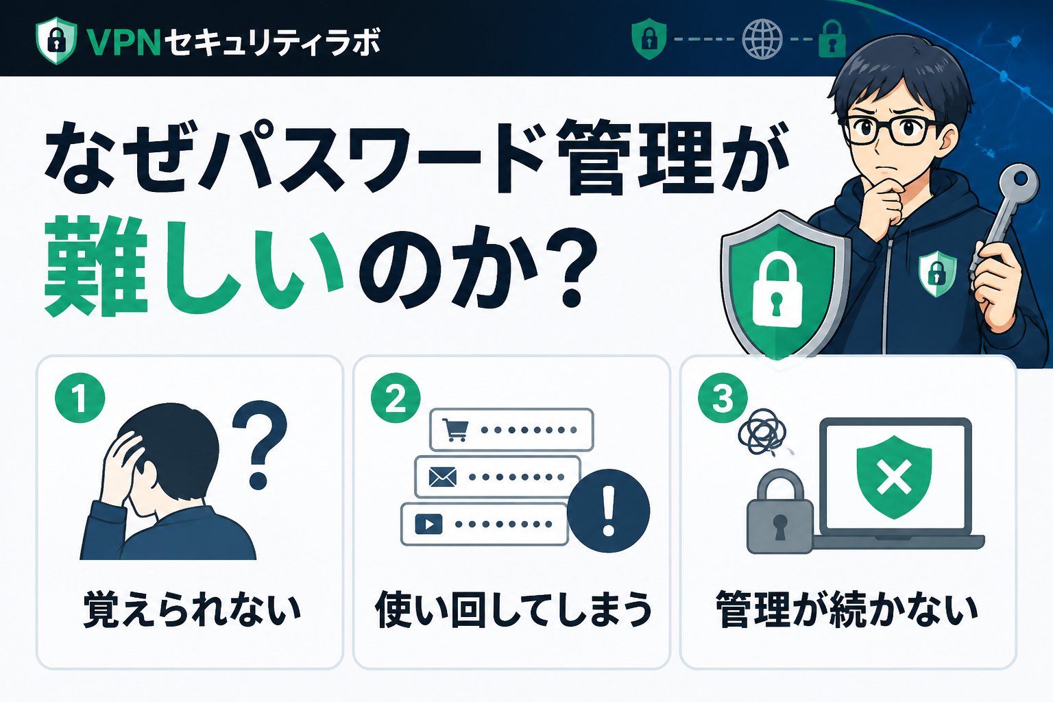 セキュリティ なぜパスワード管理が難しいのか？初心者の悩みと共感