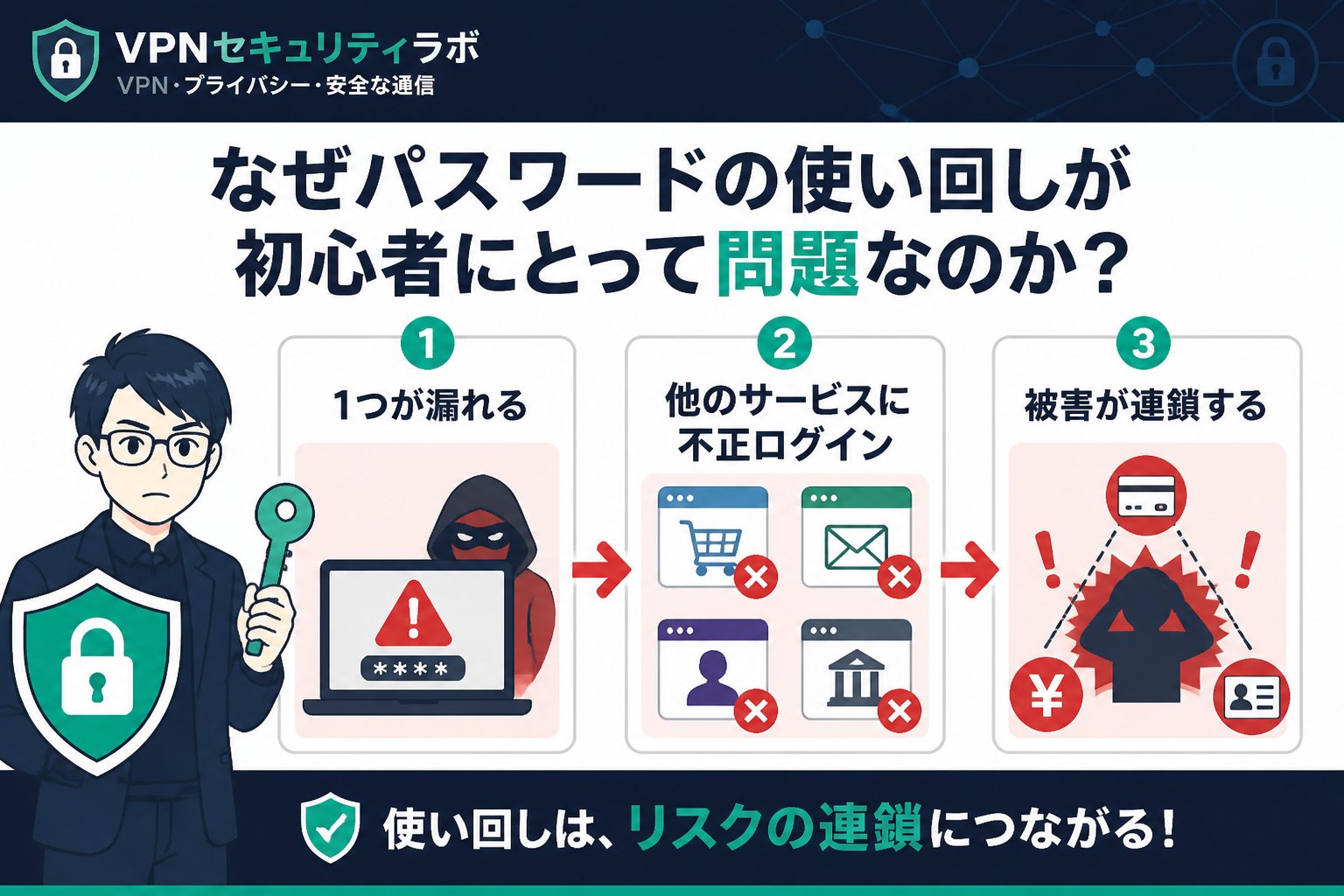 セキュリティ なぜパスワードの使い回しが初心者にとって問題なのか？