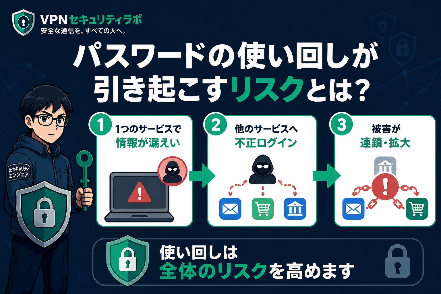セキュリティ パスワードの使い回しが引き起こすリスクとは？