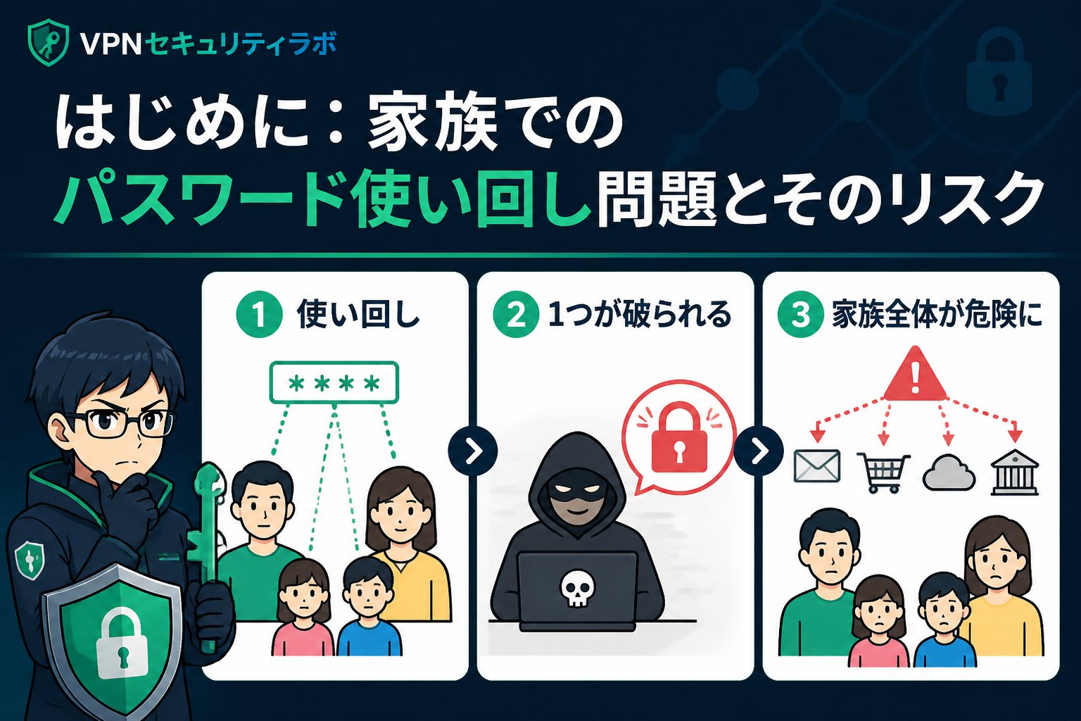 セキュリティ はじめに:家族でのパスワード使い回し問題とそのリスク