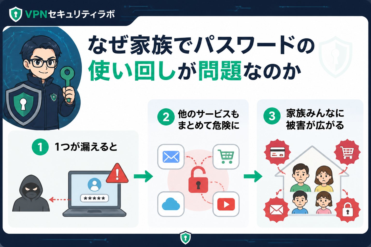 セキュリティ なぜ家族でパスワードの使い回しが問題なのか