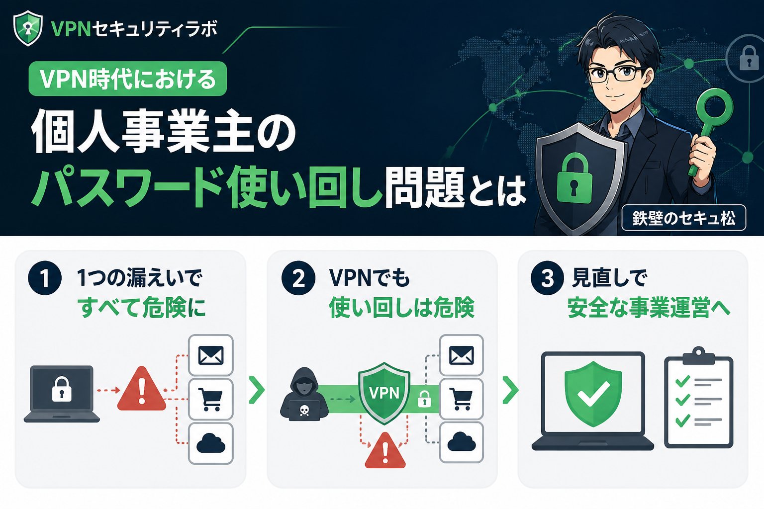 セキュリティ VPN時代における個人事業主のパスワード使い回し問題とは