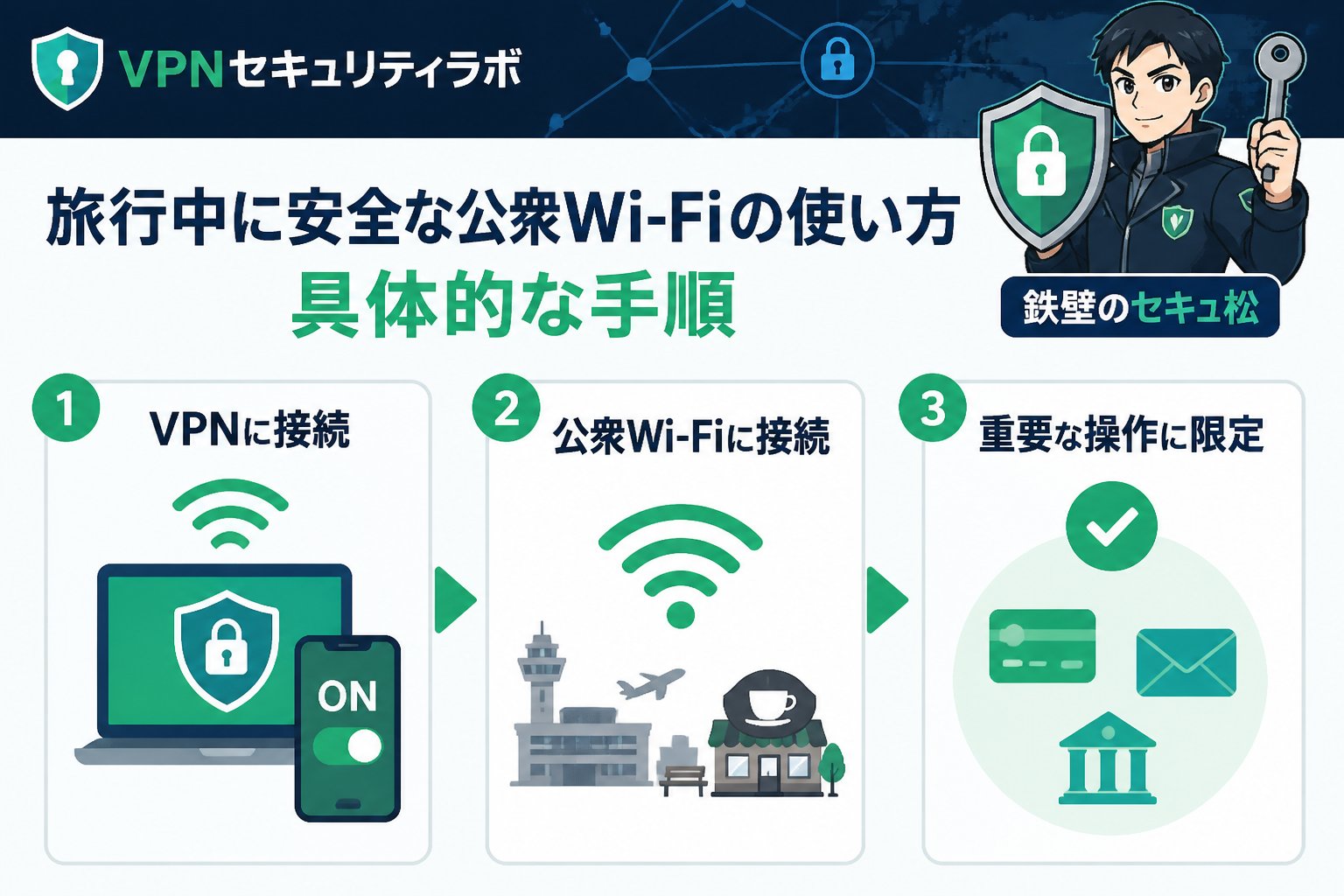 フリーWi-Fi 旅行中に安全な公衆Wi-Fiの使い方｜具体的な手順