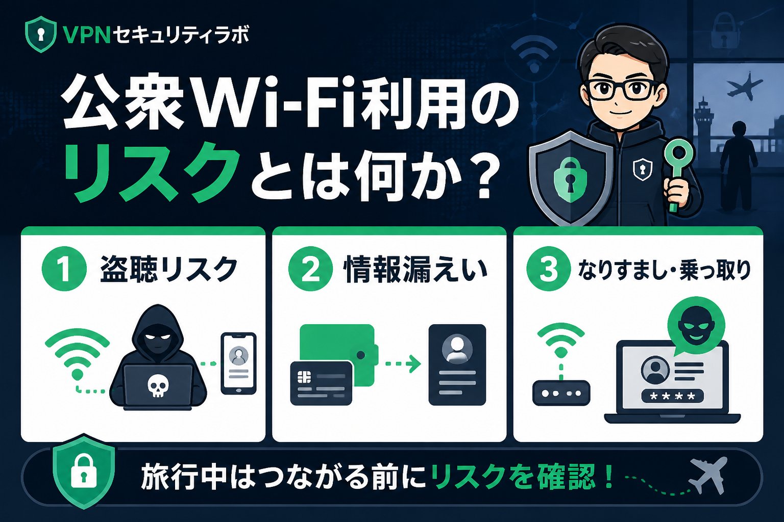 フリーWi-Fi 公衆Wi-Fi利用のリスクとは何か?旅行中に気を付けるべきポイント