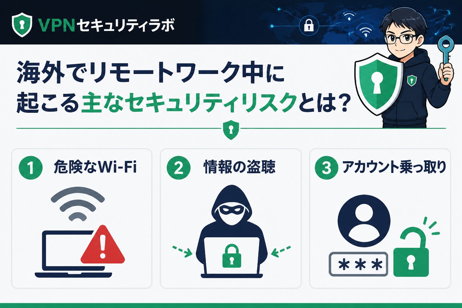プライバシー 海外でリモートワーク中に起こる主なセキュリティリスクとは?