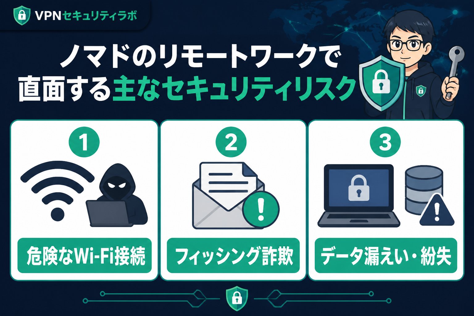 プライバシー ノマドのリモートワークで直面する主なセキュリティリスク