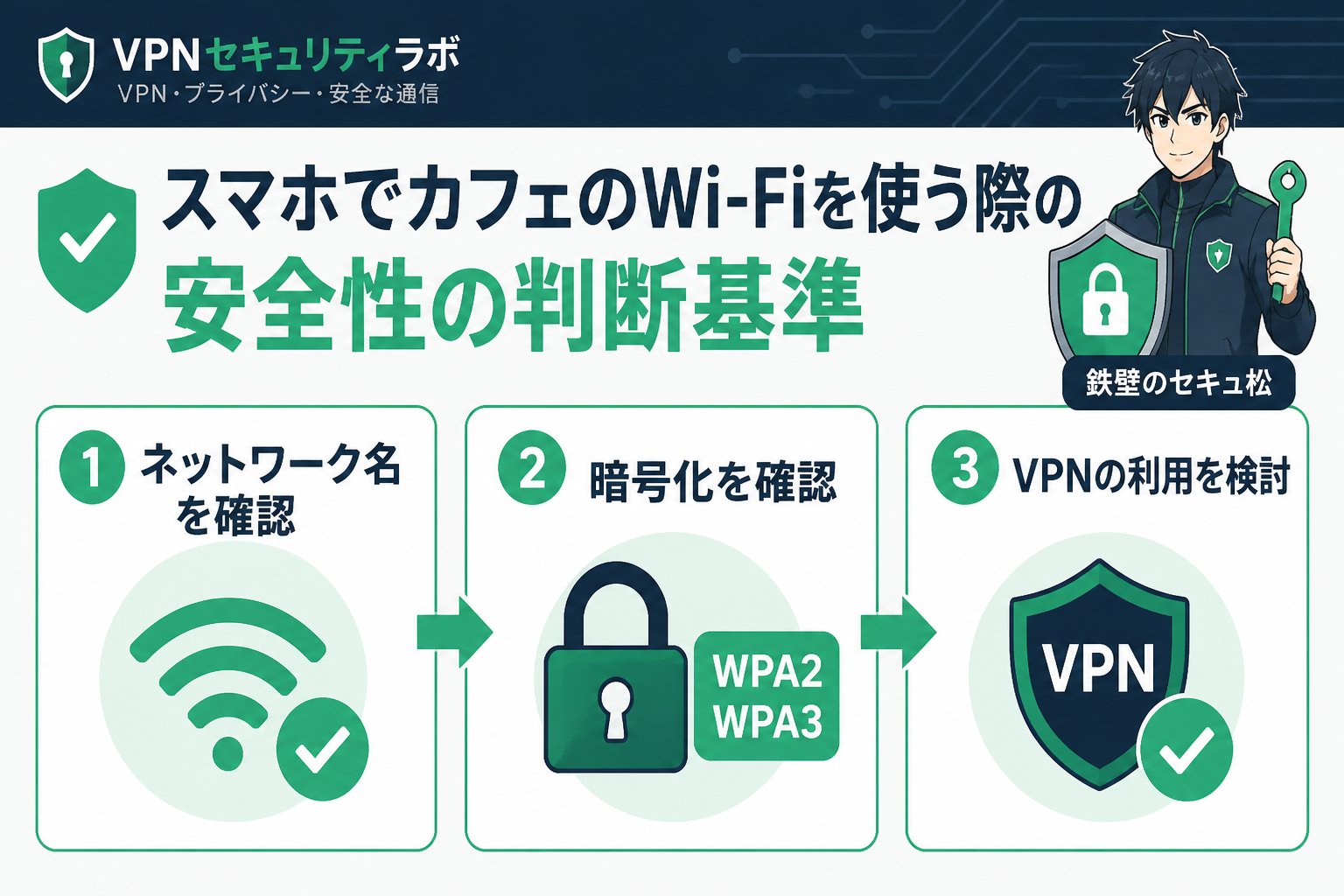 フリーWi-Fi スマホでカフェのWi-Fiを使う際の安全性の判断基準