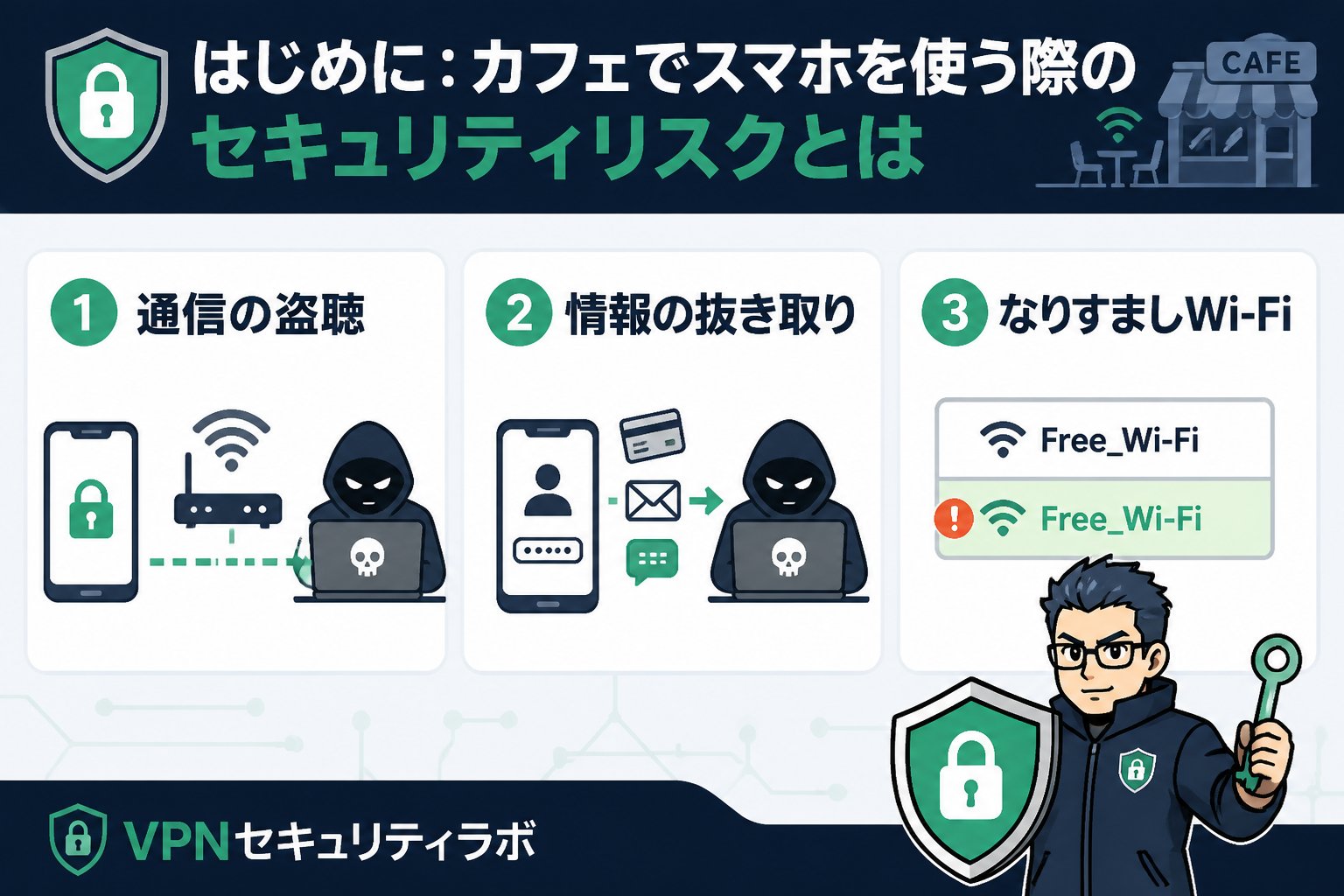 フリーWi-Fi はじめに：カフェでスマホを使う際のセキュリティリスクとは