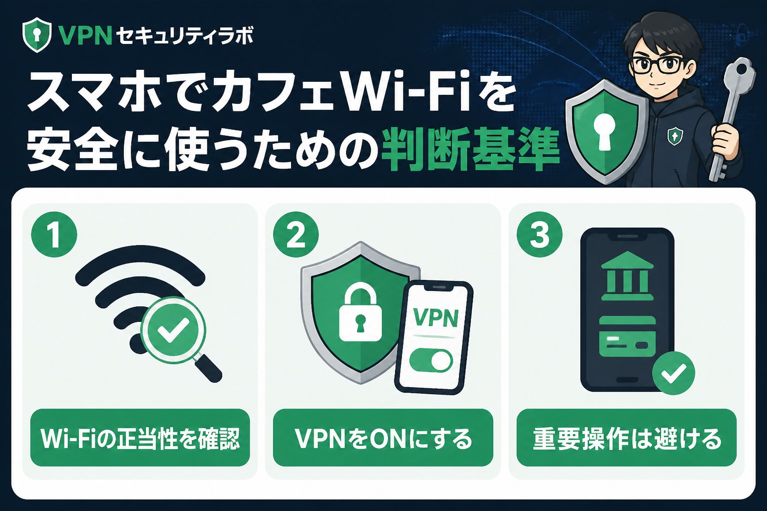 フリーWi-Fi スマホでカフェWi-Fiを安全に使うための判断基準