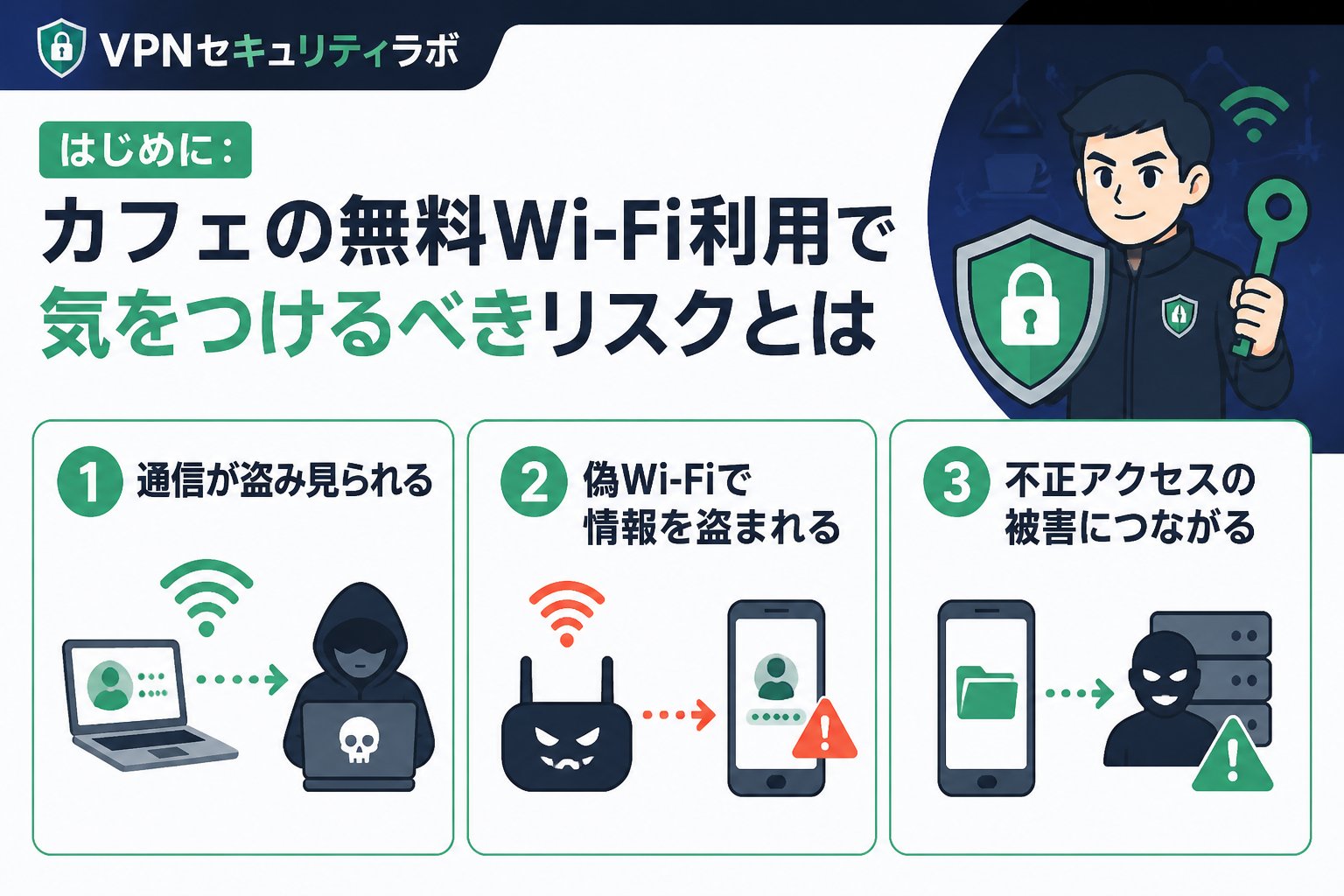 フリーWi-Fi はじめに：カフェの無料Wi-Fi利用で気をつけるべきリスクとは