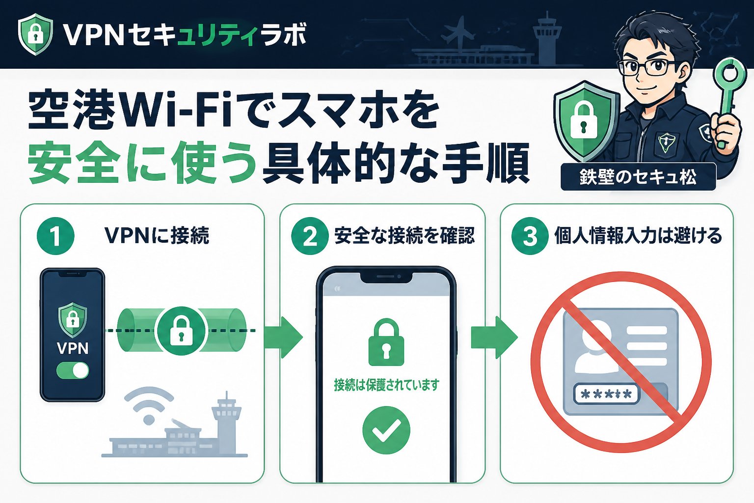 フリーWi-Fi 空港Wi-Fiでスマホを安全に使う具体的な手順