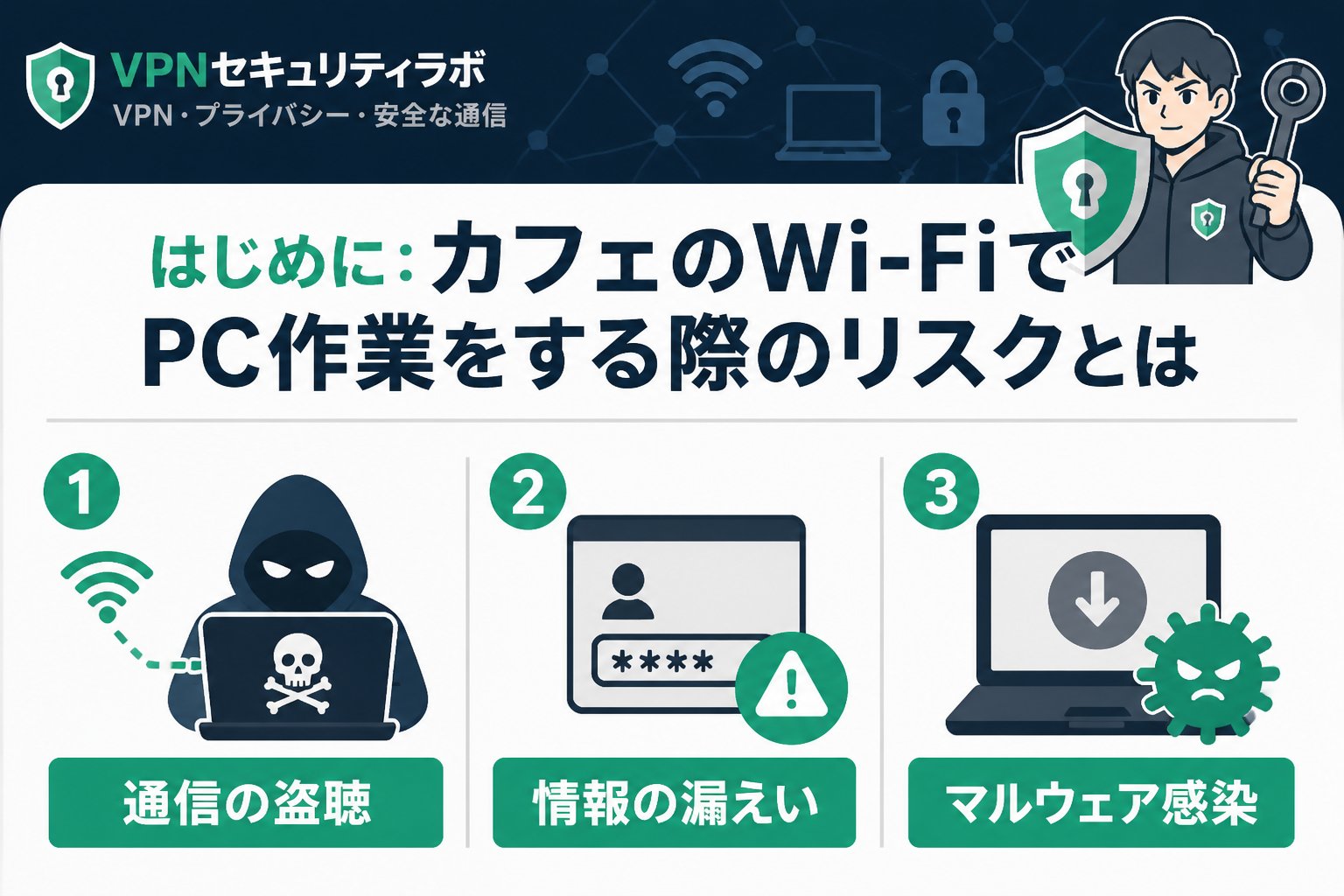 フリーWi-Fi はじめに:カフェのWi-FiでPC作業をする際のリスクとは