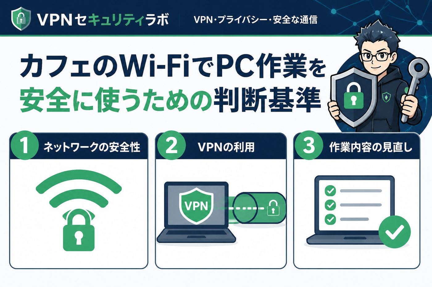 フリーWi-Fi カフェのWi-FiでPC作業を安全に使うための判断基準