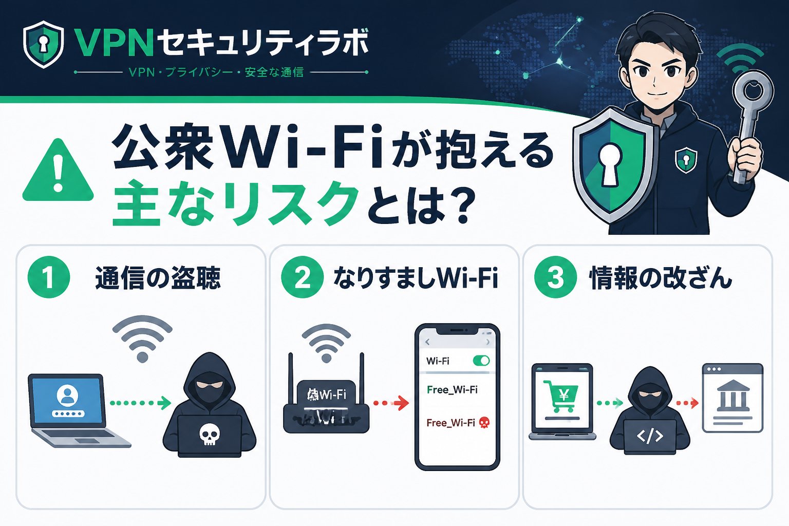 フリーWi-Fi 公衆Wi-Fiが抱える主なリスクとは?