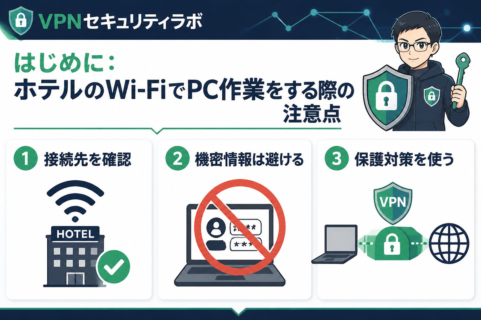 フリーWi-Fi はじめに：ホテルのWi-FiでPC作業をする際の注意点