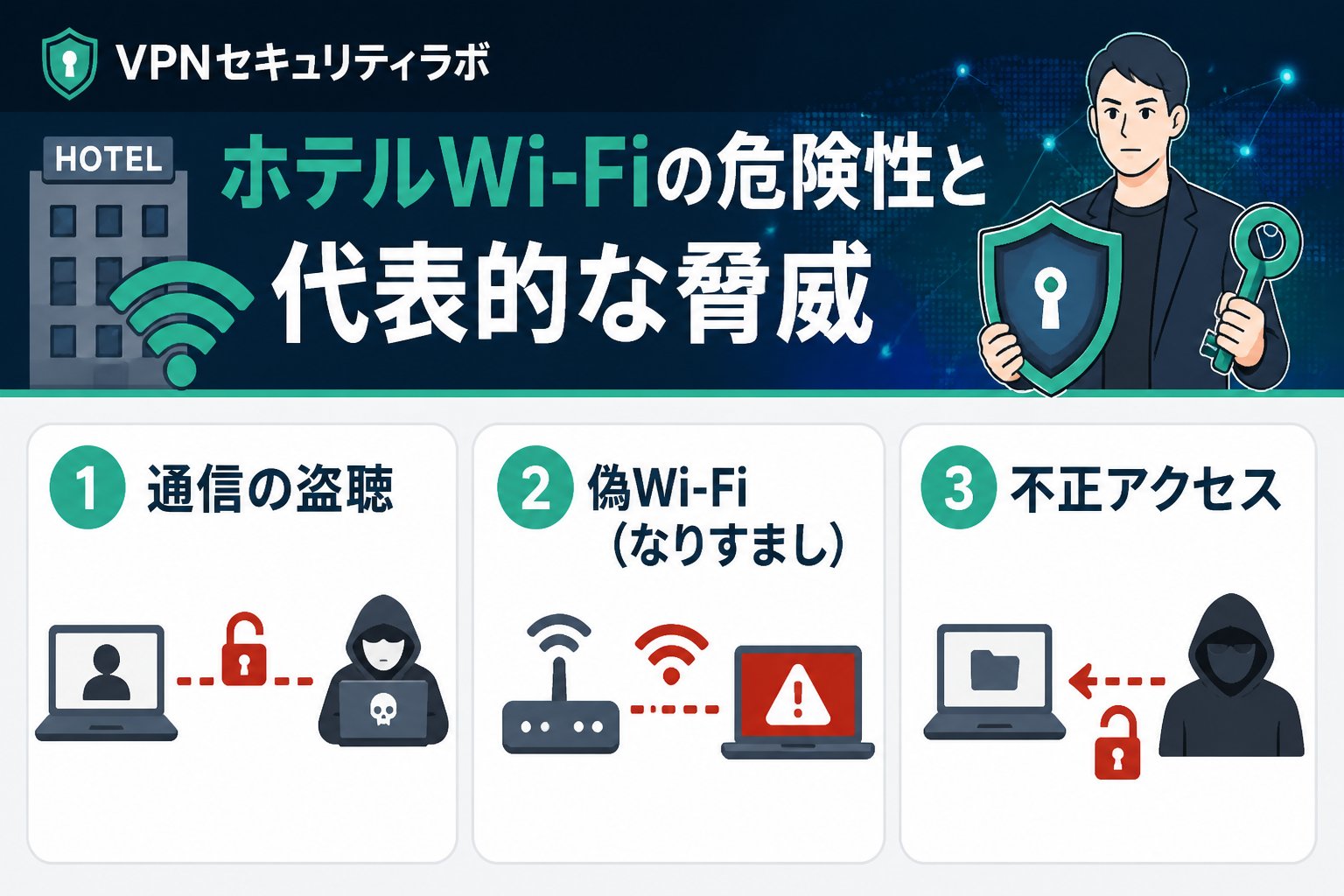 フリーWi-Fi ホテルWi-Fiの危険性と代表的な脅威