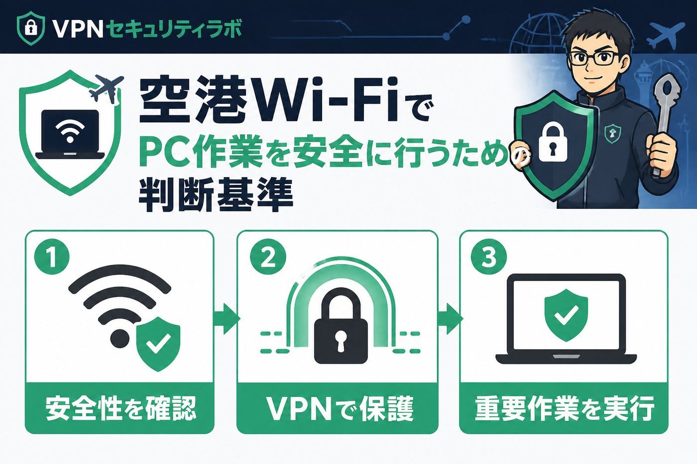 フリーWi-Fi 空港Wi-FiでPC作業を安全に行うための判断基準