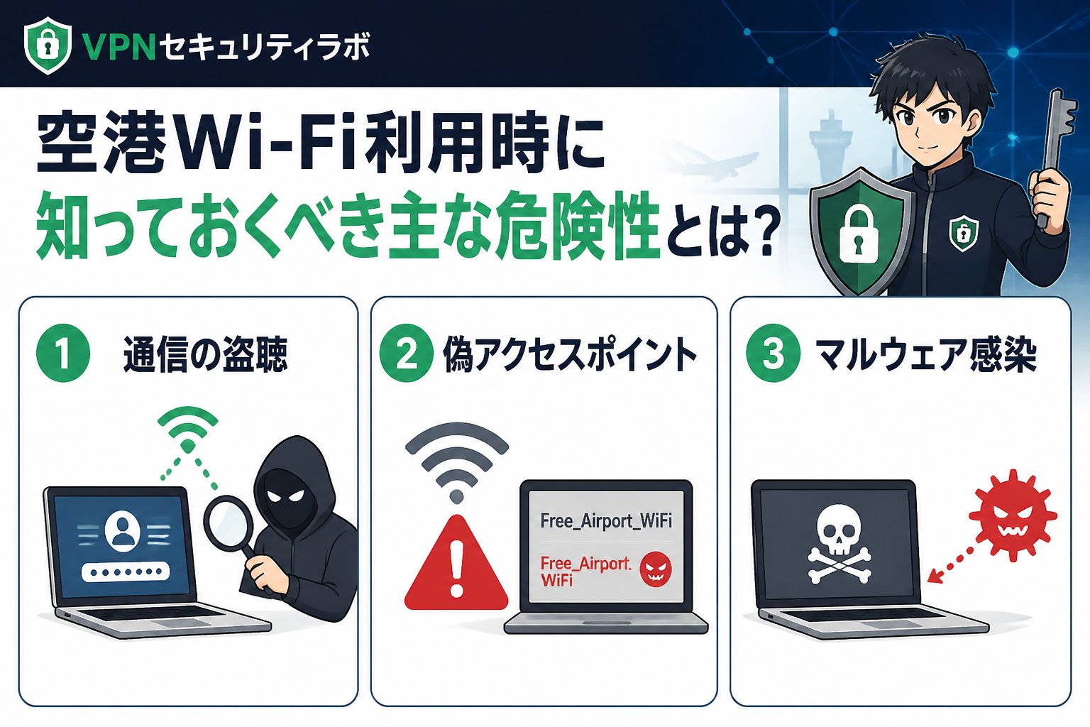 フリーWi-Fi 空港Wi-Fi利用時に知っておくべき主な危険性とは？