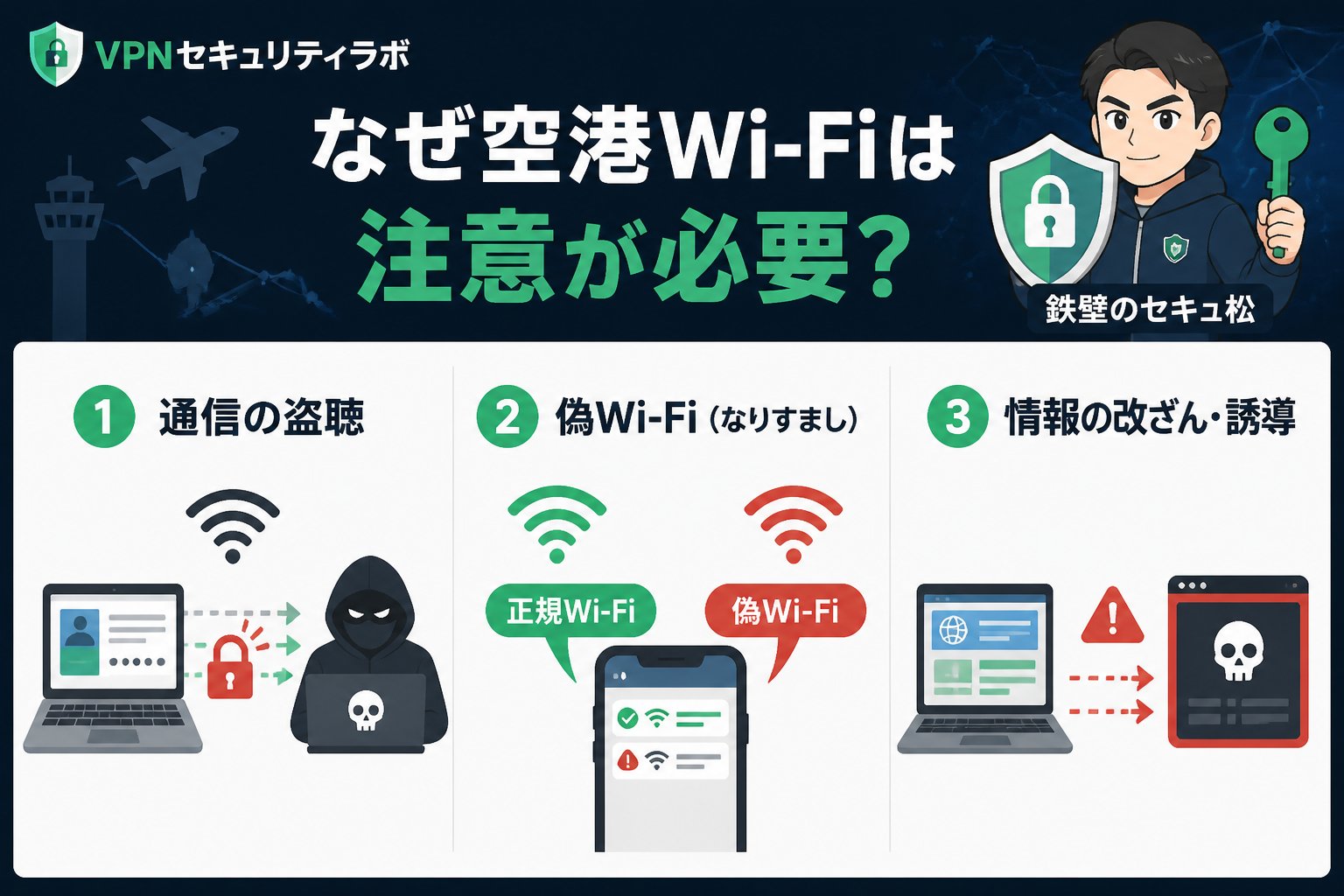 フリーWi-Fi なぜ空港Wi-Fiは注意が必要?危険性の具体例