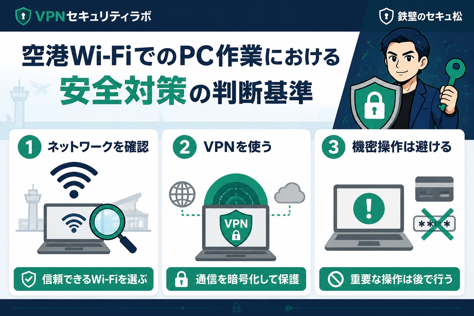 フリーWi-Fi 空港Wi-FiでのPC作業における安全対策の判断基準