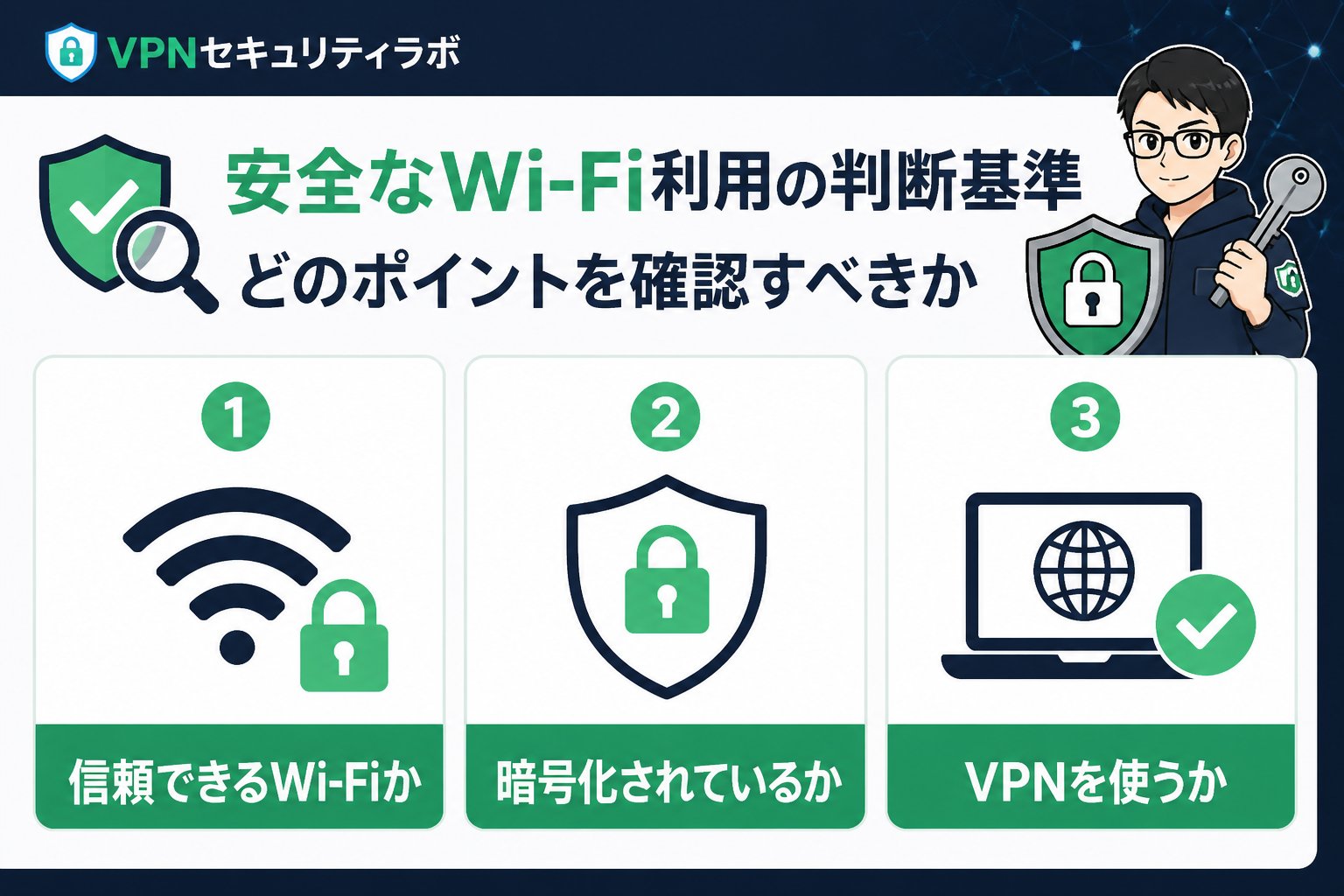 フリーWi-Fi 安全なWi-Fi利用の判断基準：どのポイントを確認すべきか