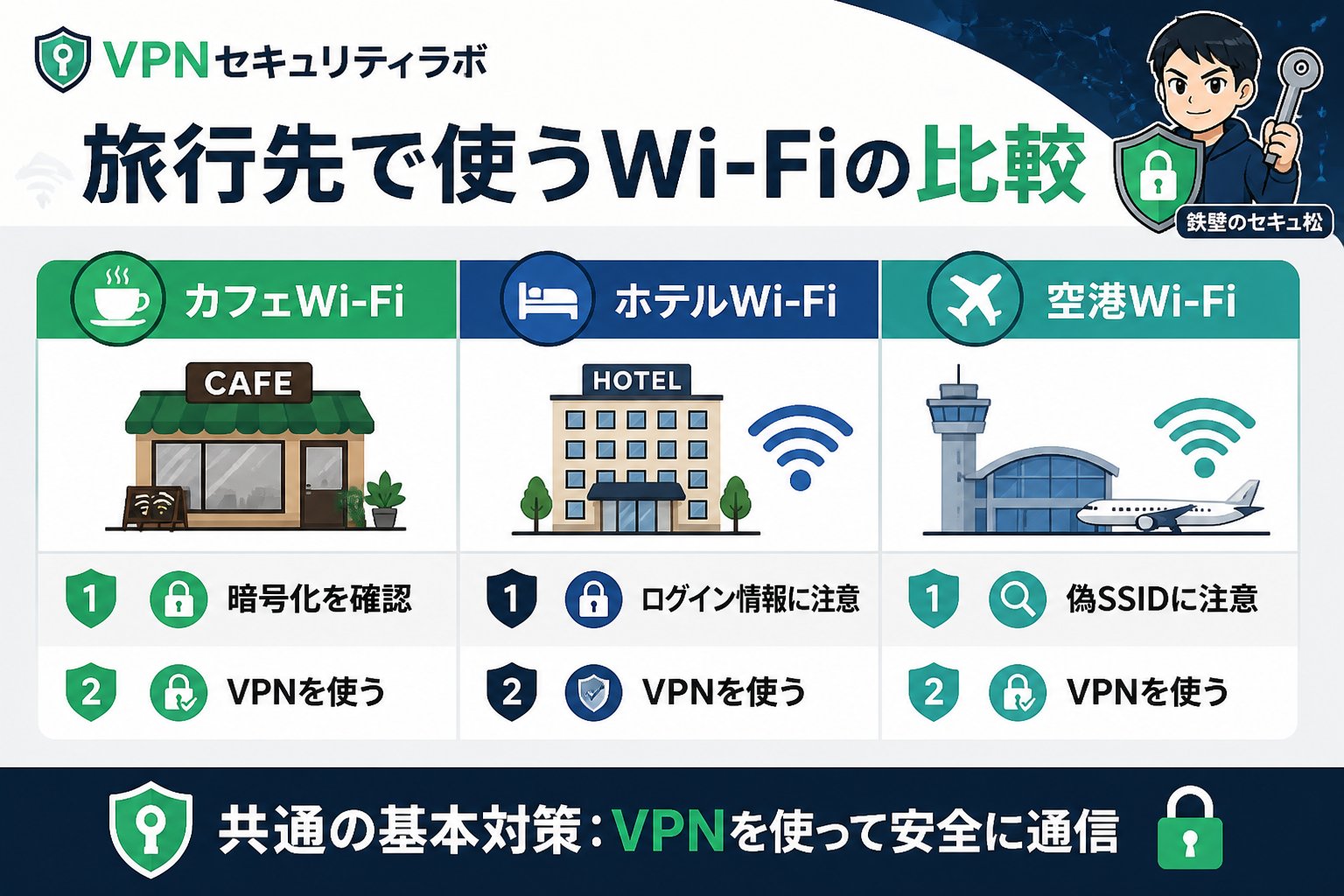 フリーWi-Fi 旅行先でカフェやホテル、空港Wi-Fiの比較表