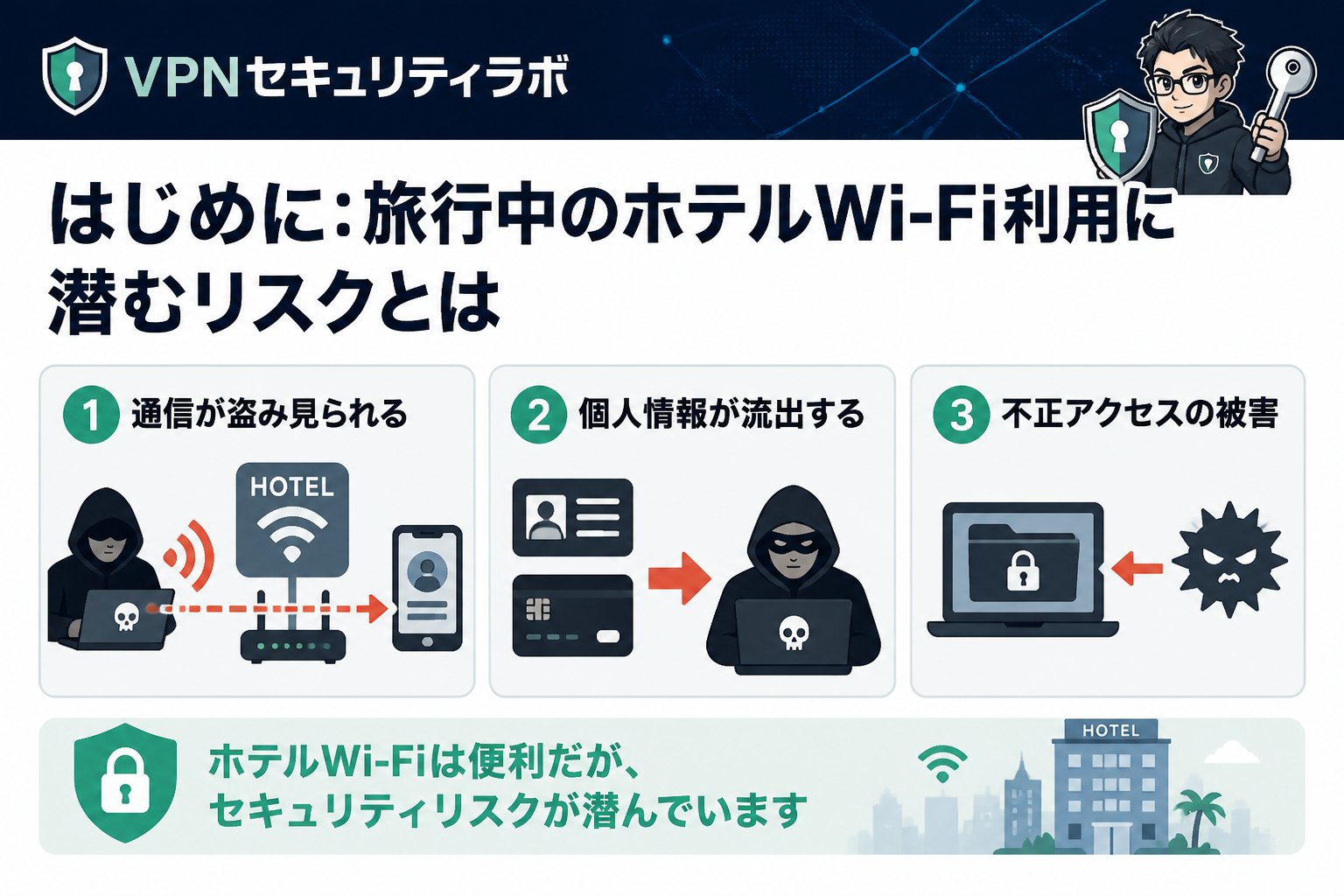フリーWi-Fi はじめに：旅行中のホテルWi-Fi利用に潜むリスクとは