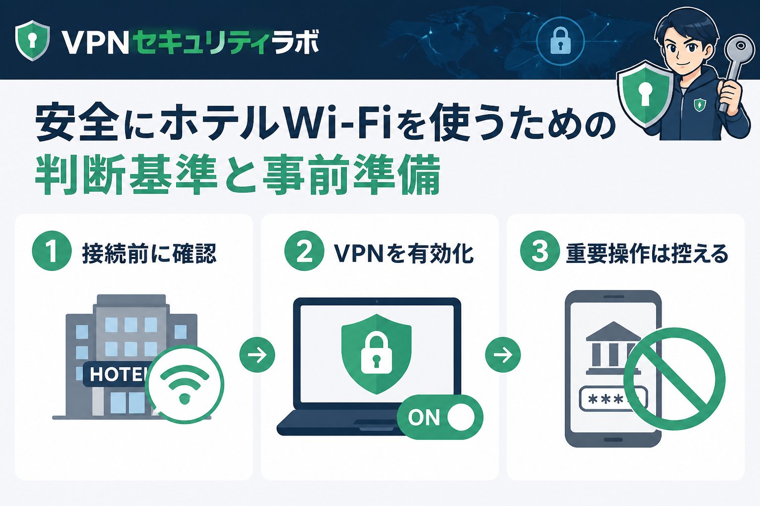 フリーWi-Fi 安全にホテルWi-Fiを使うための判断基準と事前準備