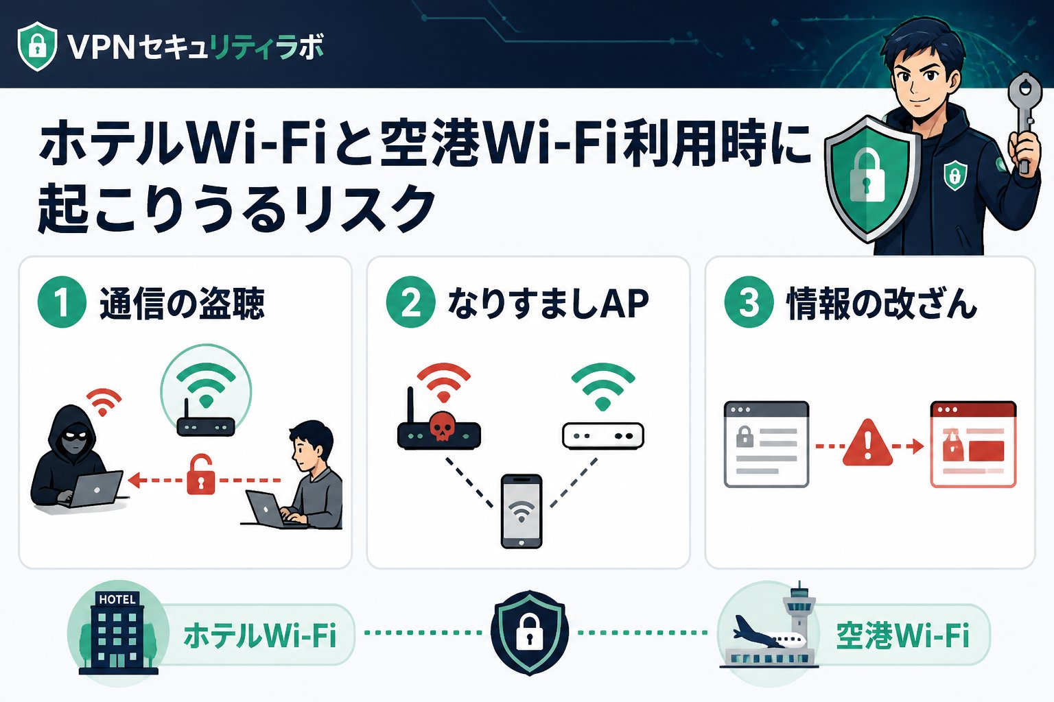 フリーWi-Fi ホテルWi-Fiと空港Wi-Fi利用時に起こりうるリスク
