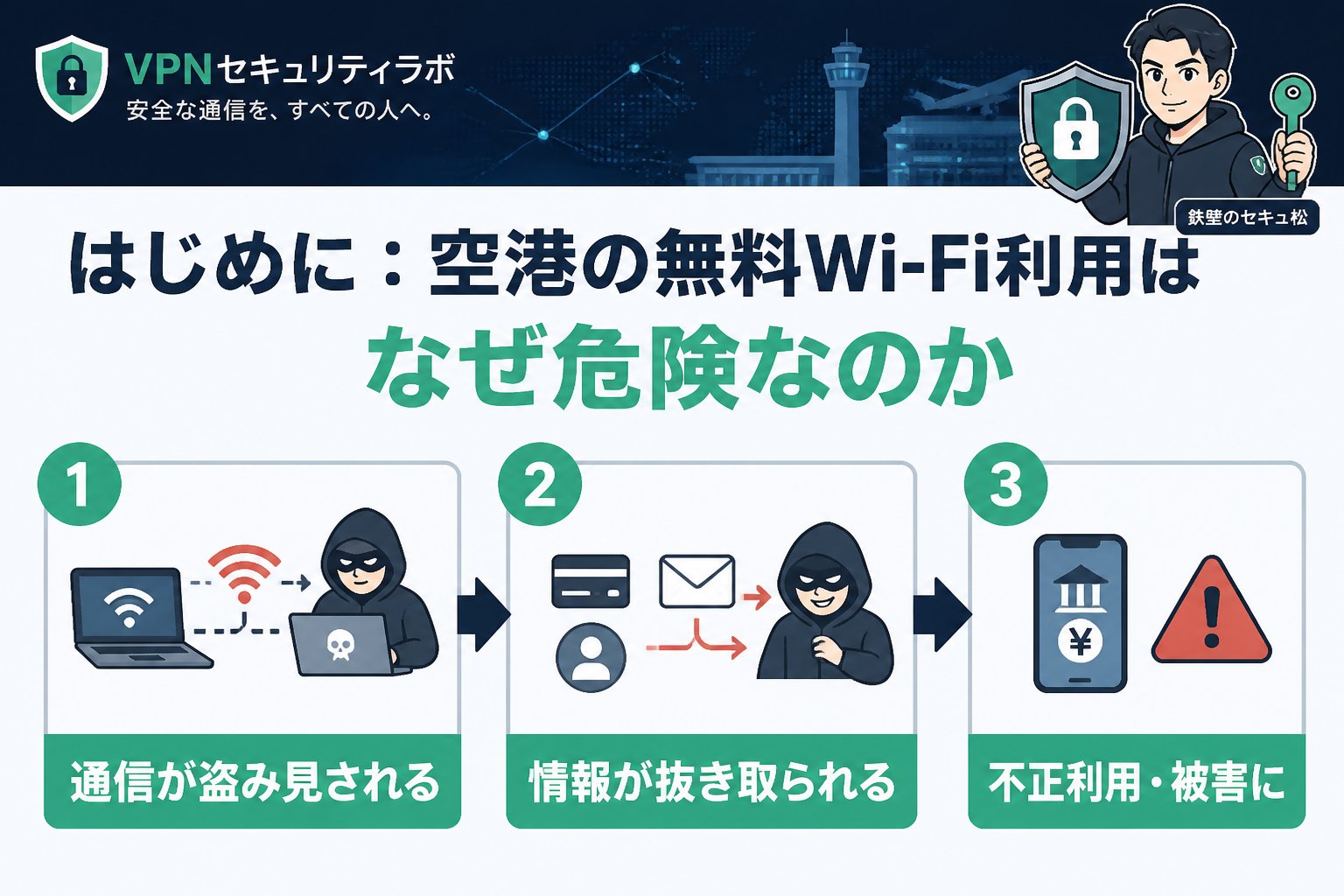 フリーWi-Fi はじめに：空港の無料Wi-Fi利用はなぜ危険なのか