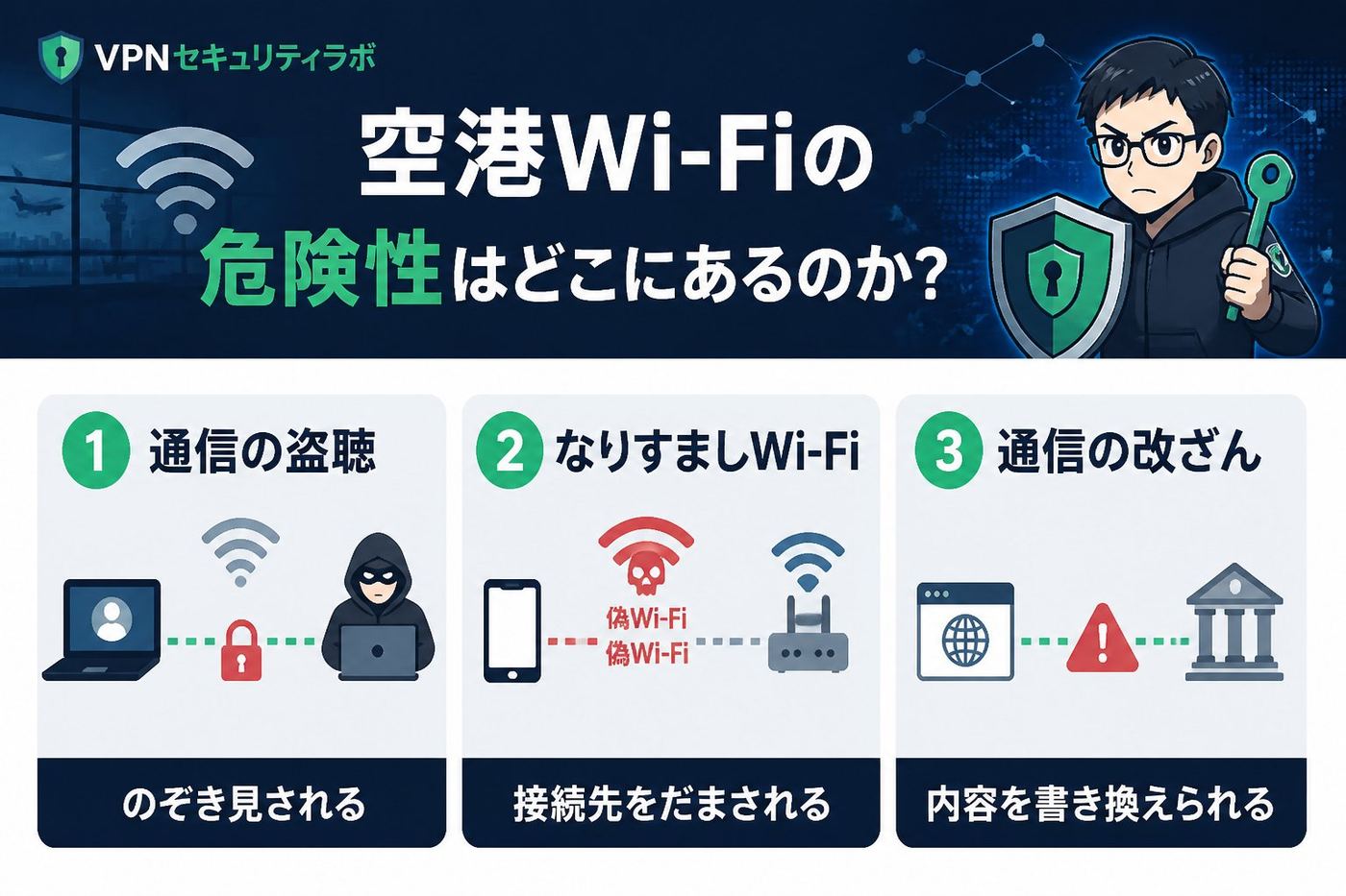 フリーWi-Fi 空港Wi-Fiの危険性はどこにあるのか？