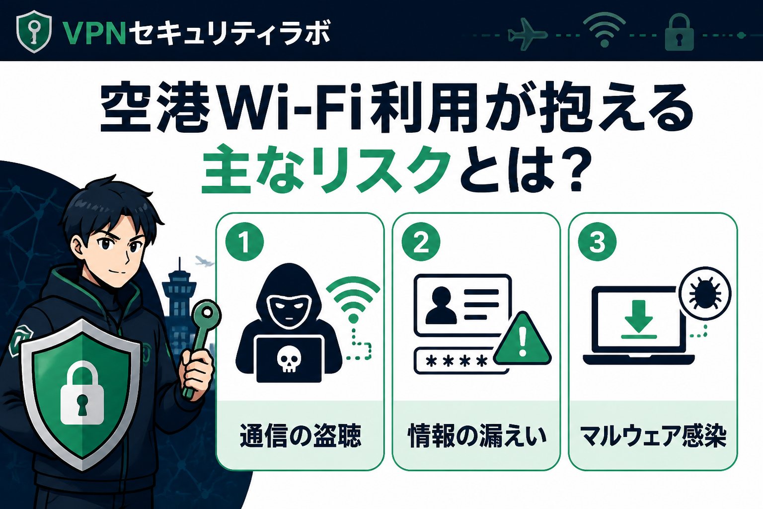 フリーWi-Fi 空港Wi-Fi利用が抱える主なリスクとは?