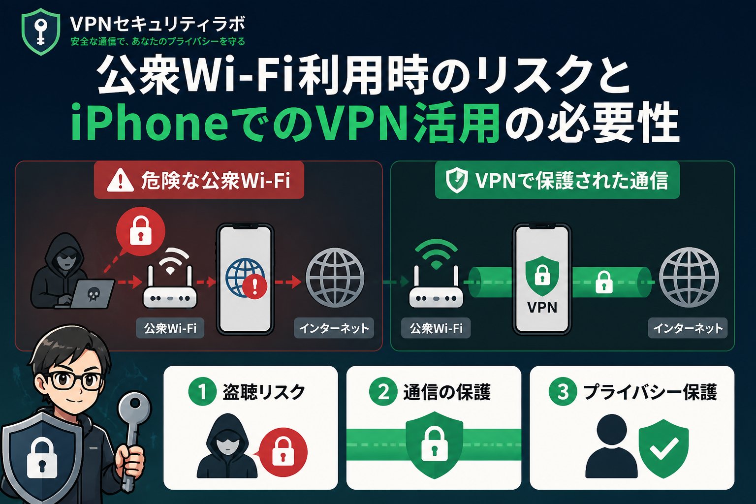 VPN比較 公衆Wi-Fi利用時のリスクとiPhoneでのVPN活用の必要性